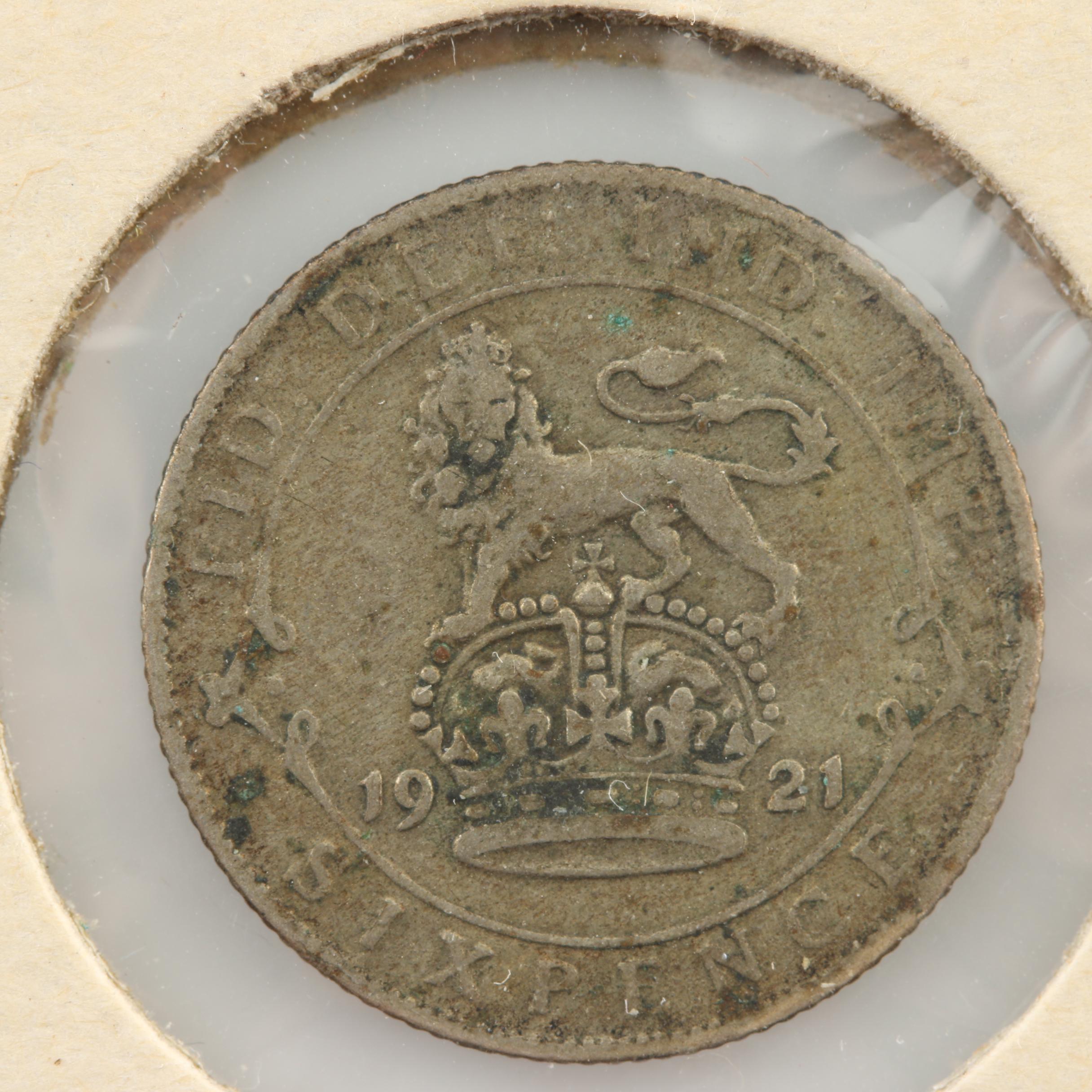 Six Antique to Vintage Great Britain Silver Six Pence Coins