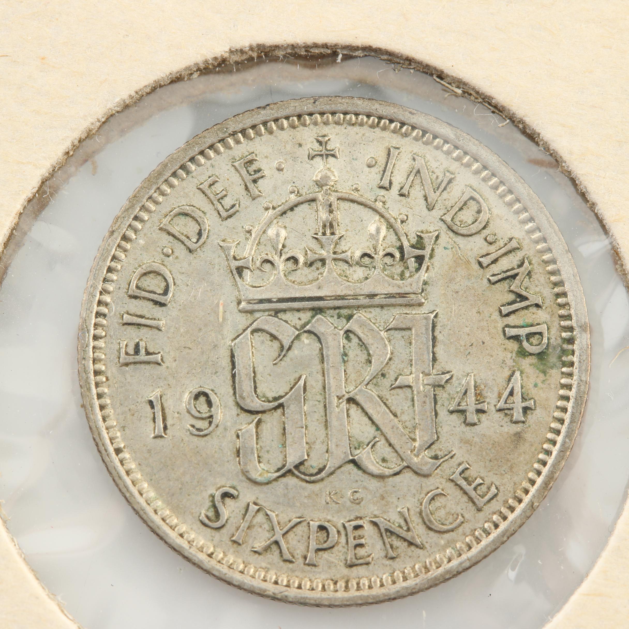 Six Antique to Vintage Great Britain Silver Six Pence Coins