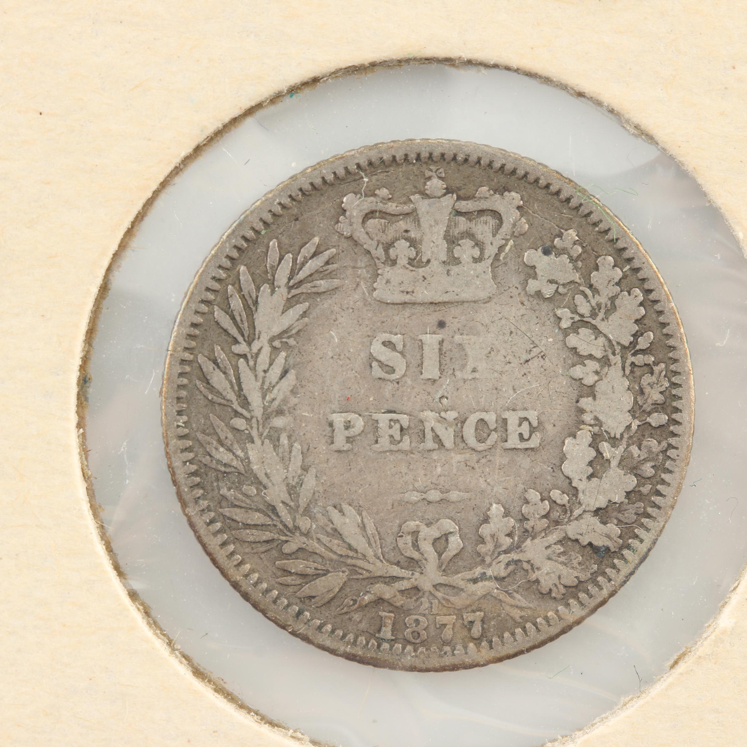 Six Antique to Vintage Great Britain Silver Six Pence Coins