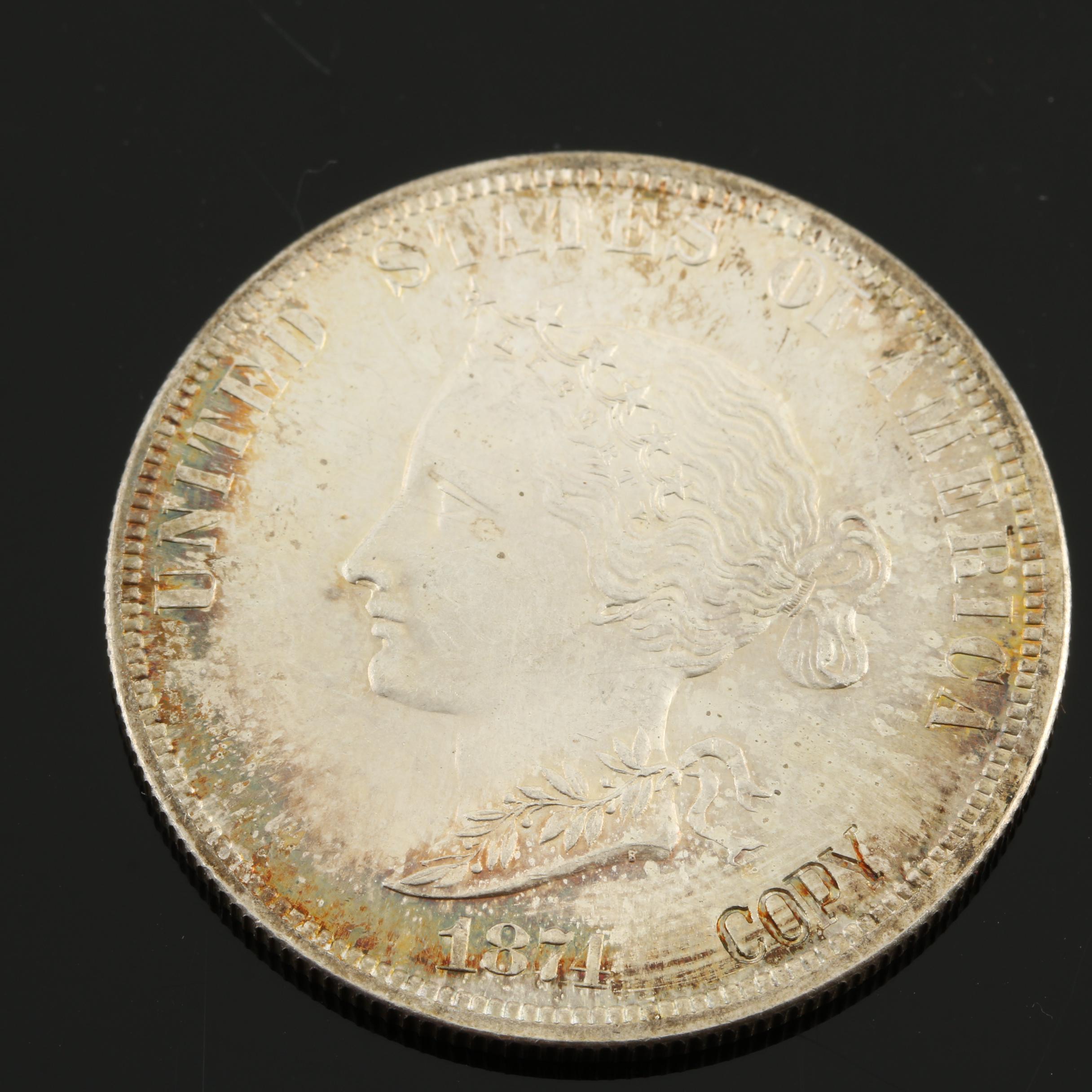 Silver Replica of an 1874 Bickford $10 Eagle Pattern Coin