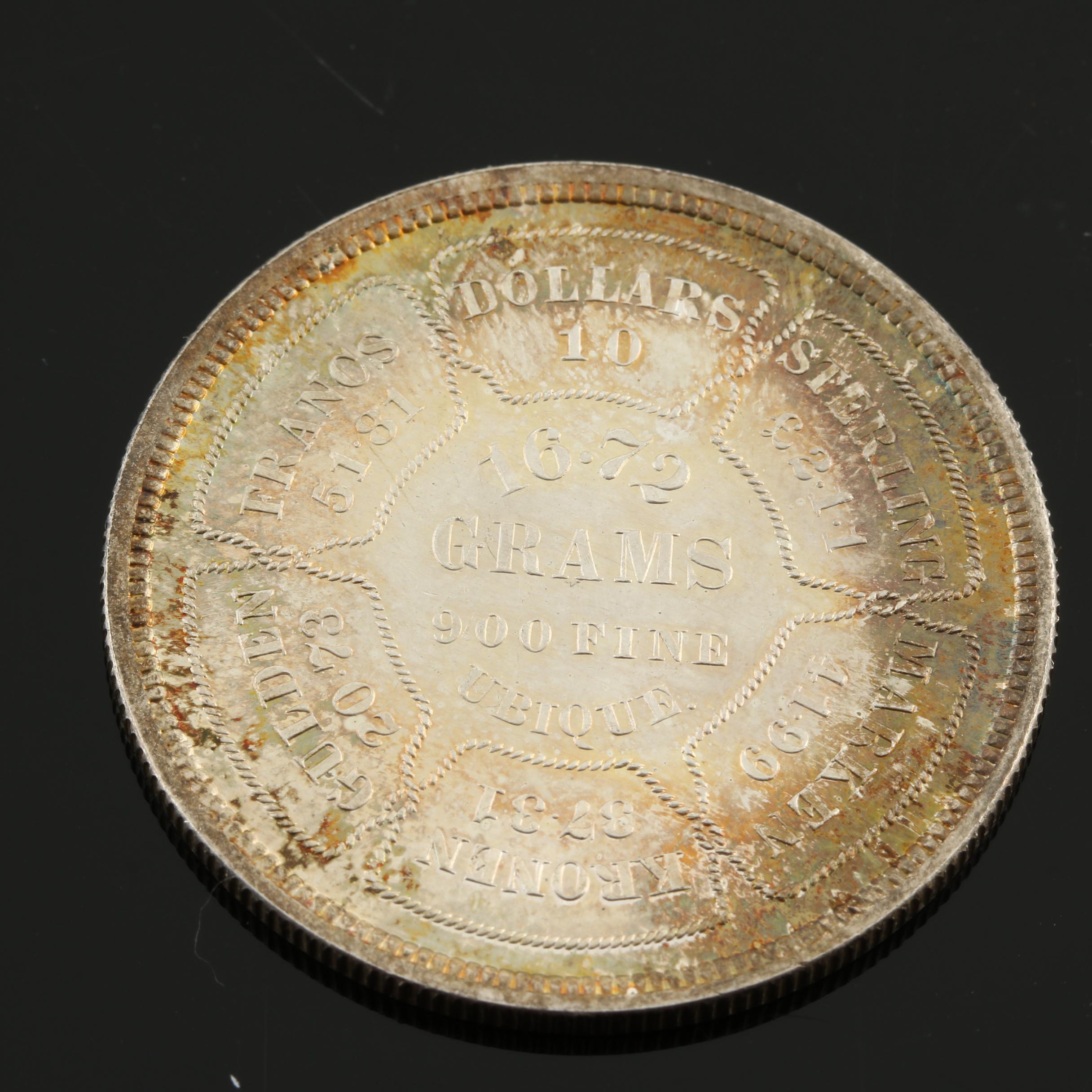 Silver Replica of an 1874 Bickford $10 Eagle Pattern Coin