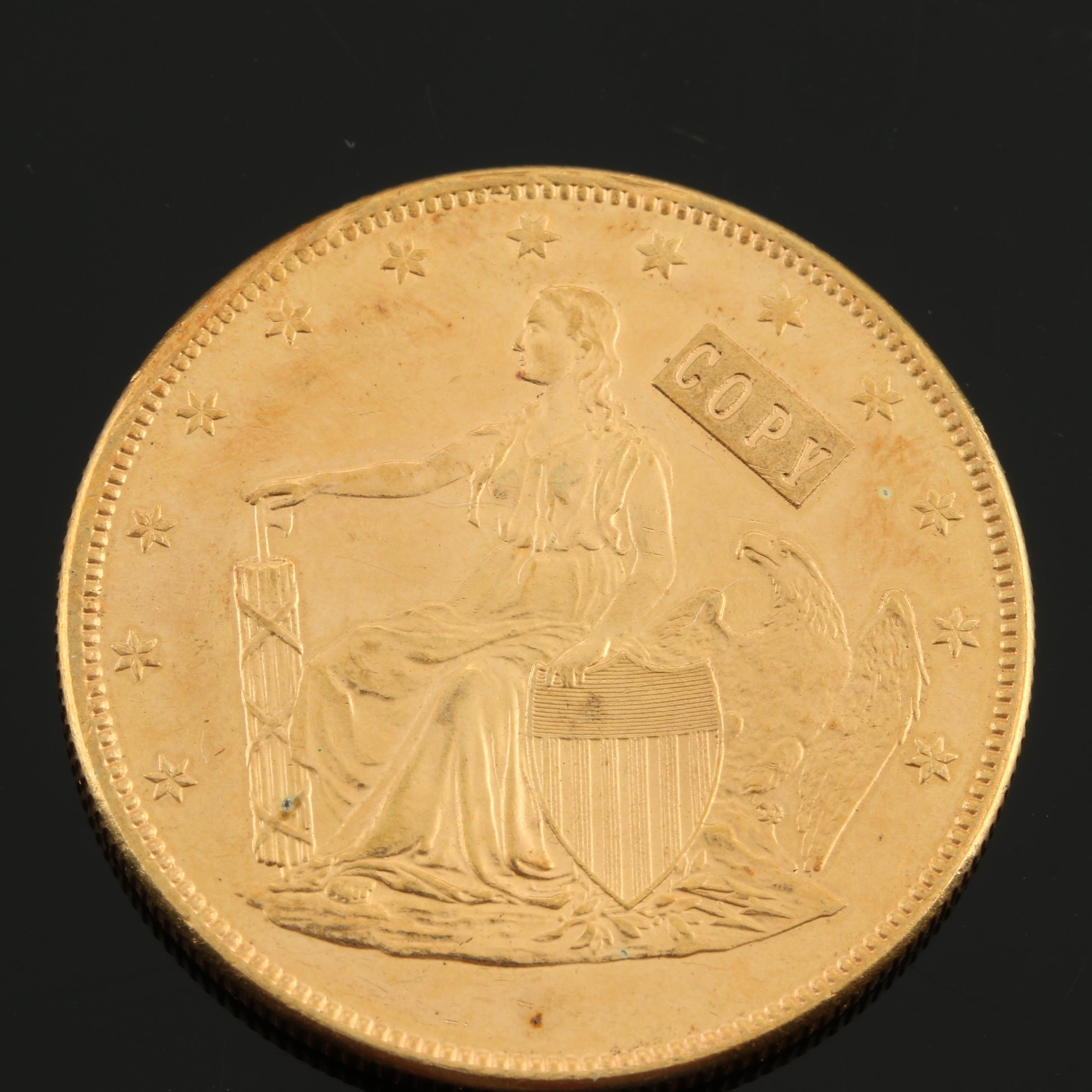 Replica of an 1859 Liberty Seated Gold $20 Double Eagle Pattern Coin