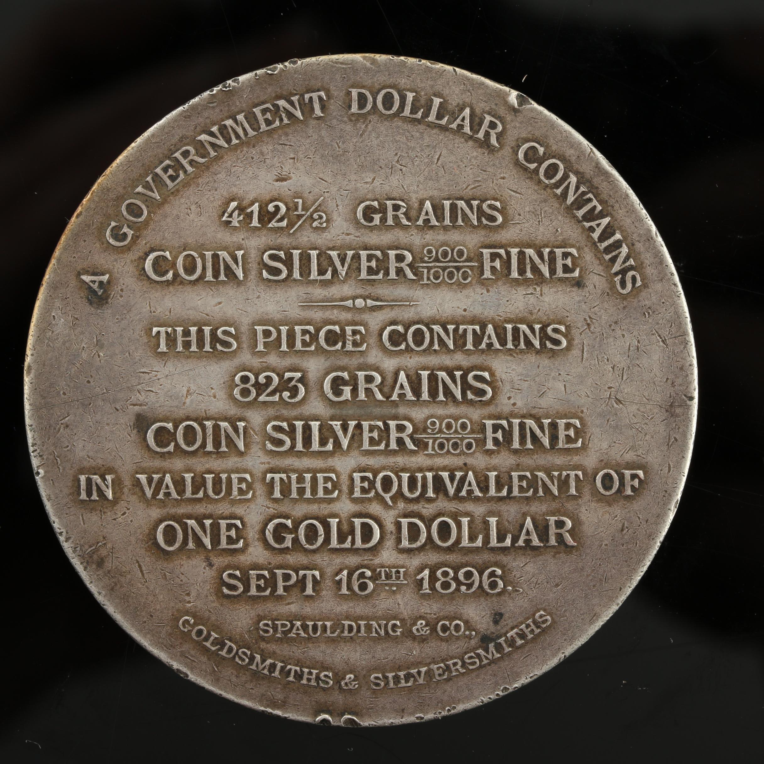 1896 "Bryan Dollar" Political Silver Token