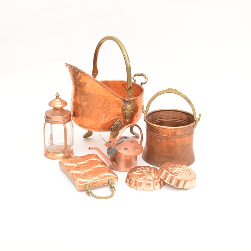 Hammered Copper Coal Scuttle and More