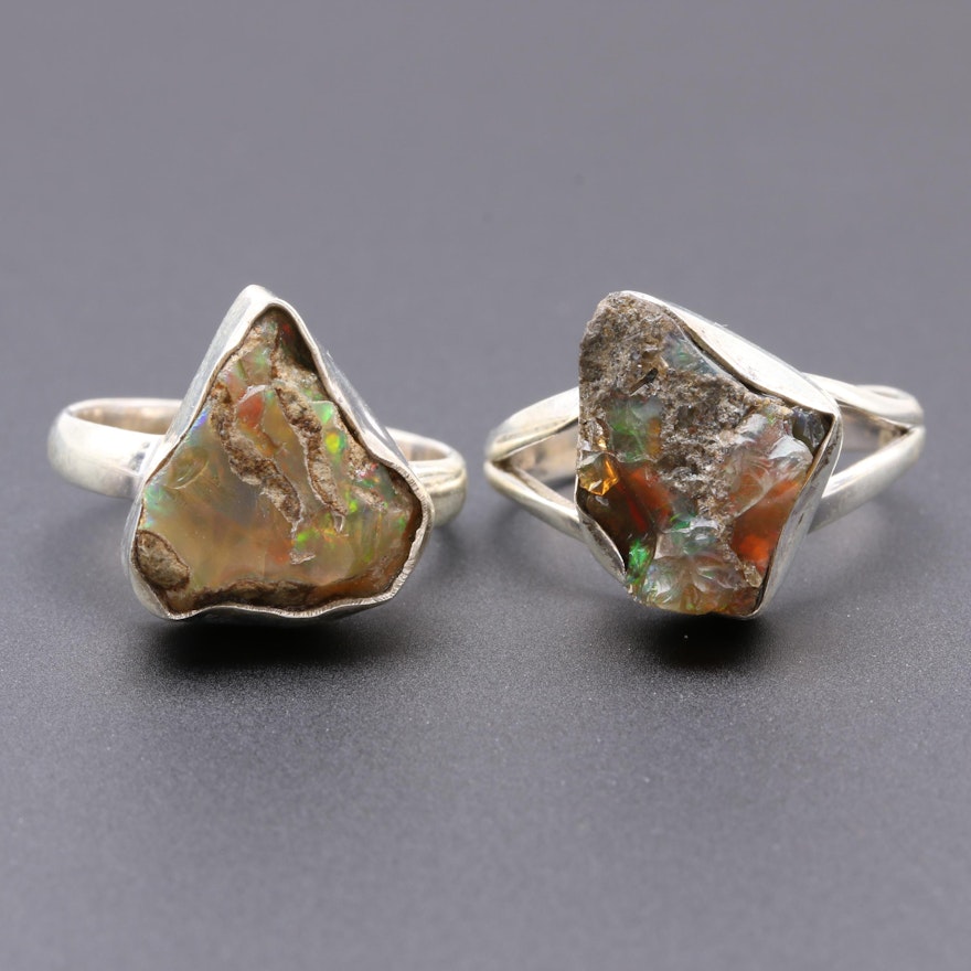 Sterling Silver Potch Opal Rings