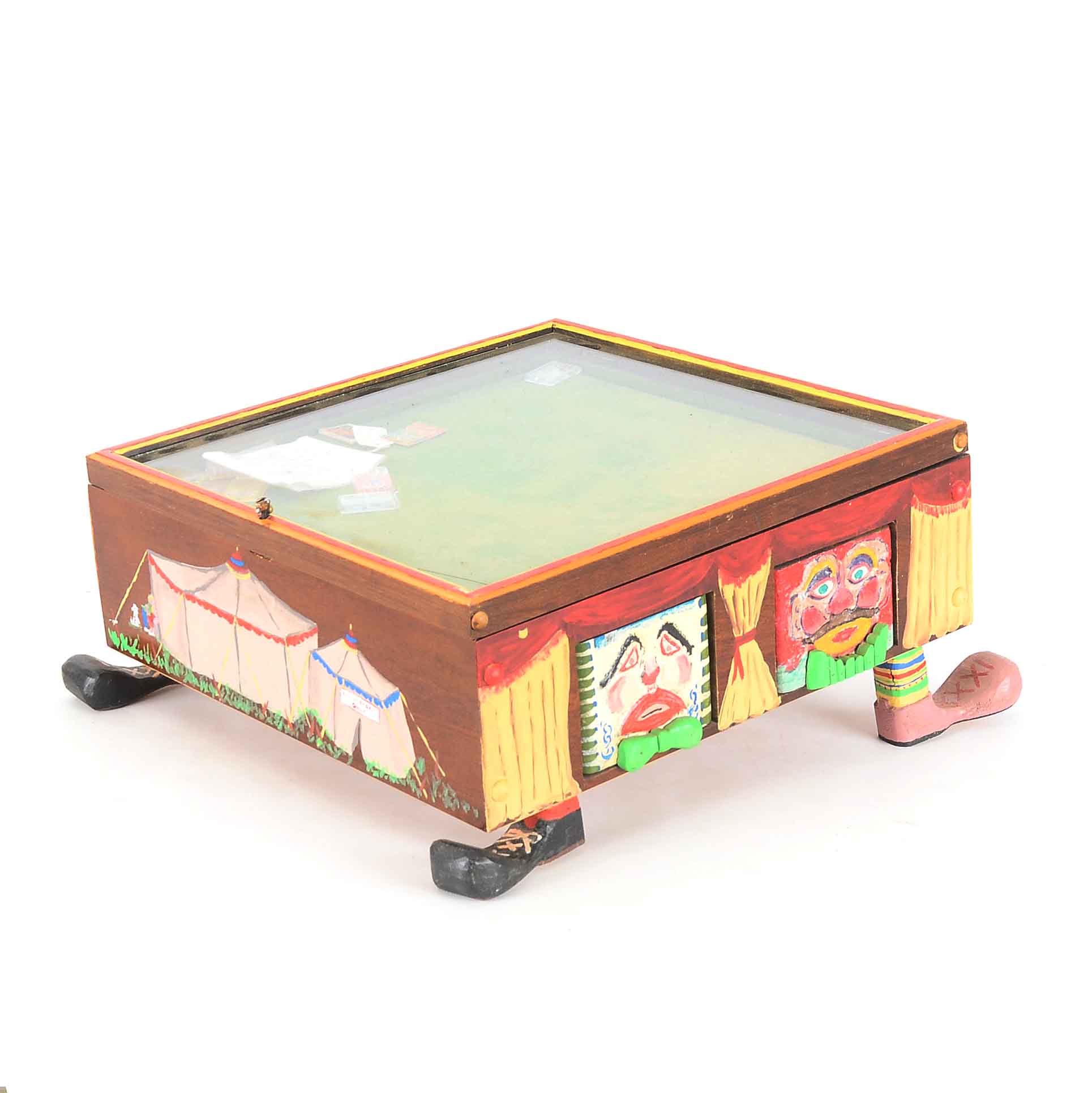 1950s Folk Art Circus Themed Display Case