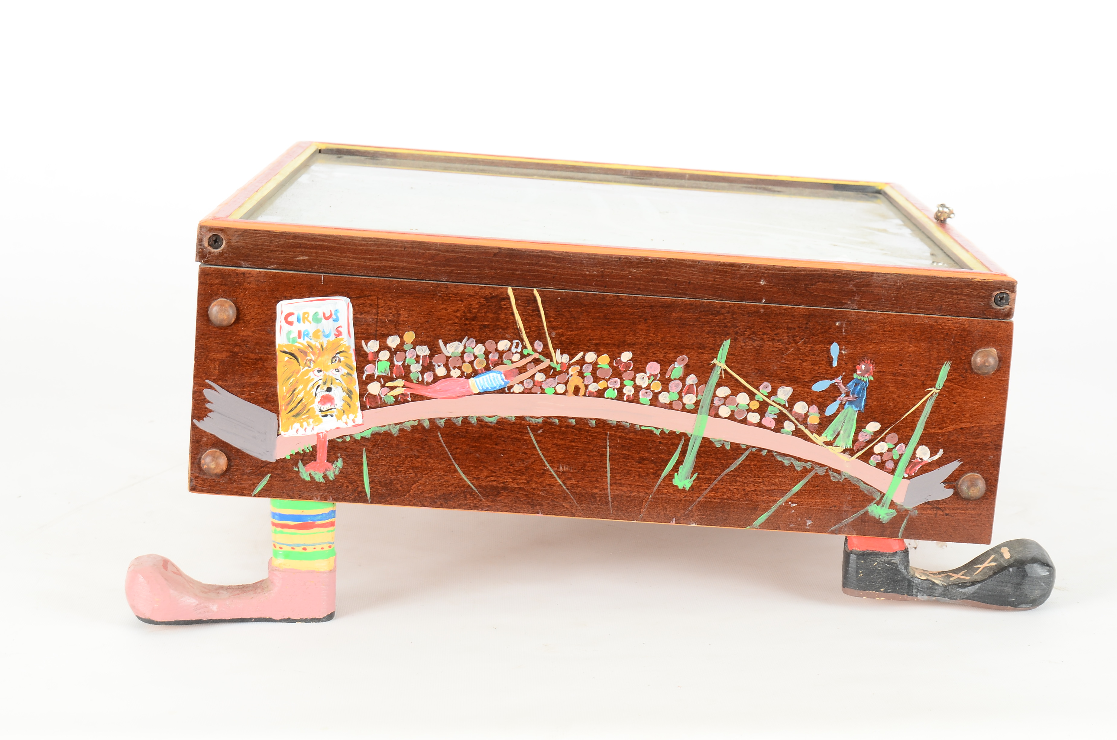 1950s Folk Art Circus Themed Display Case