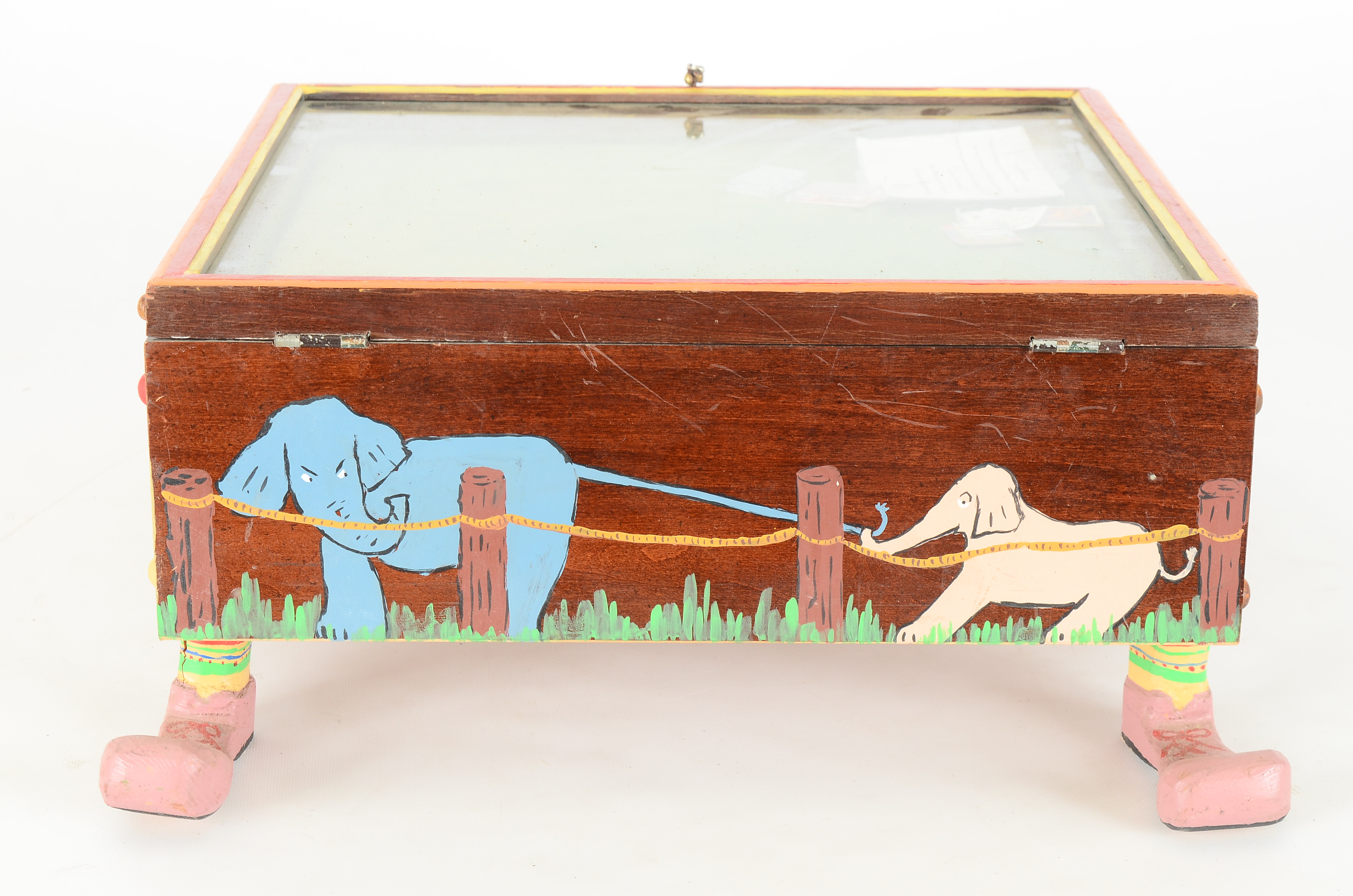 1950s Folk Art Circus Themed Display Case