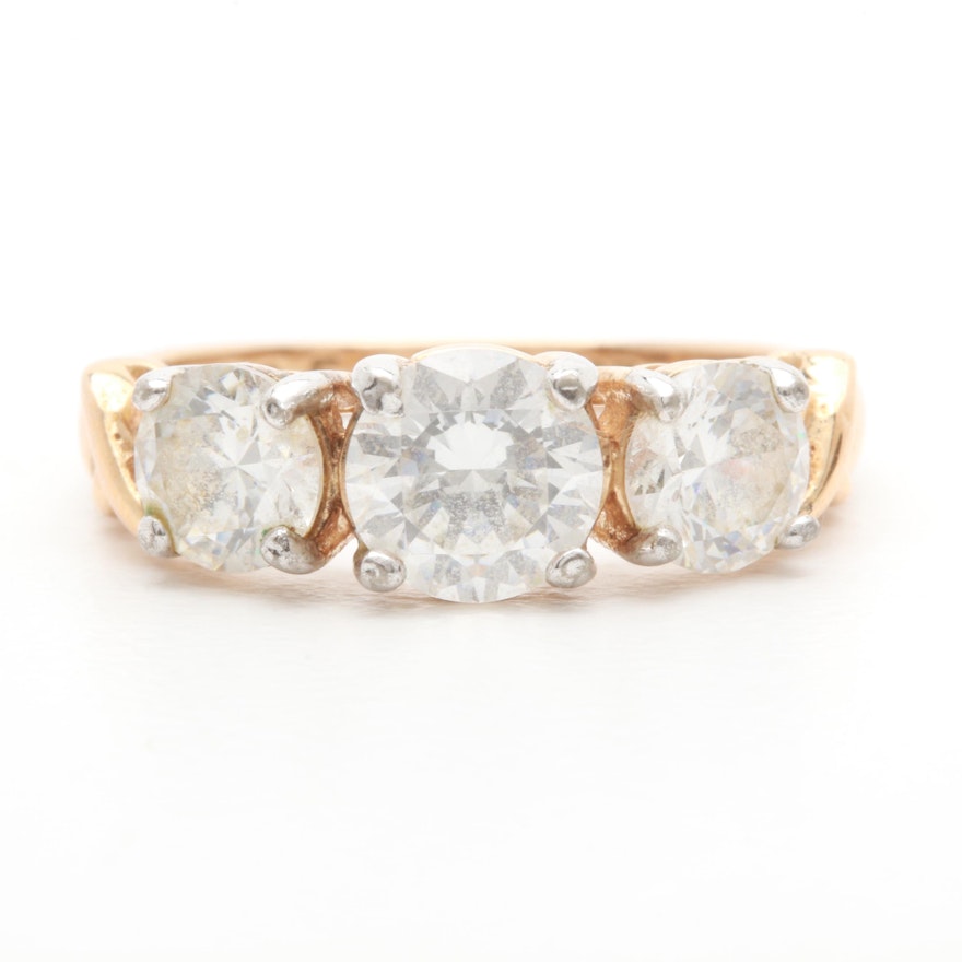 Gold Wash on Sterling Silver Cubic Zirconia Ring