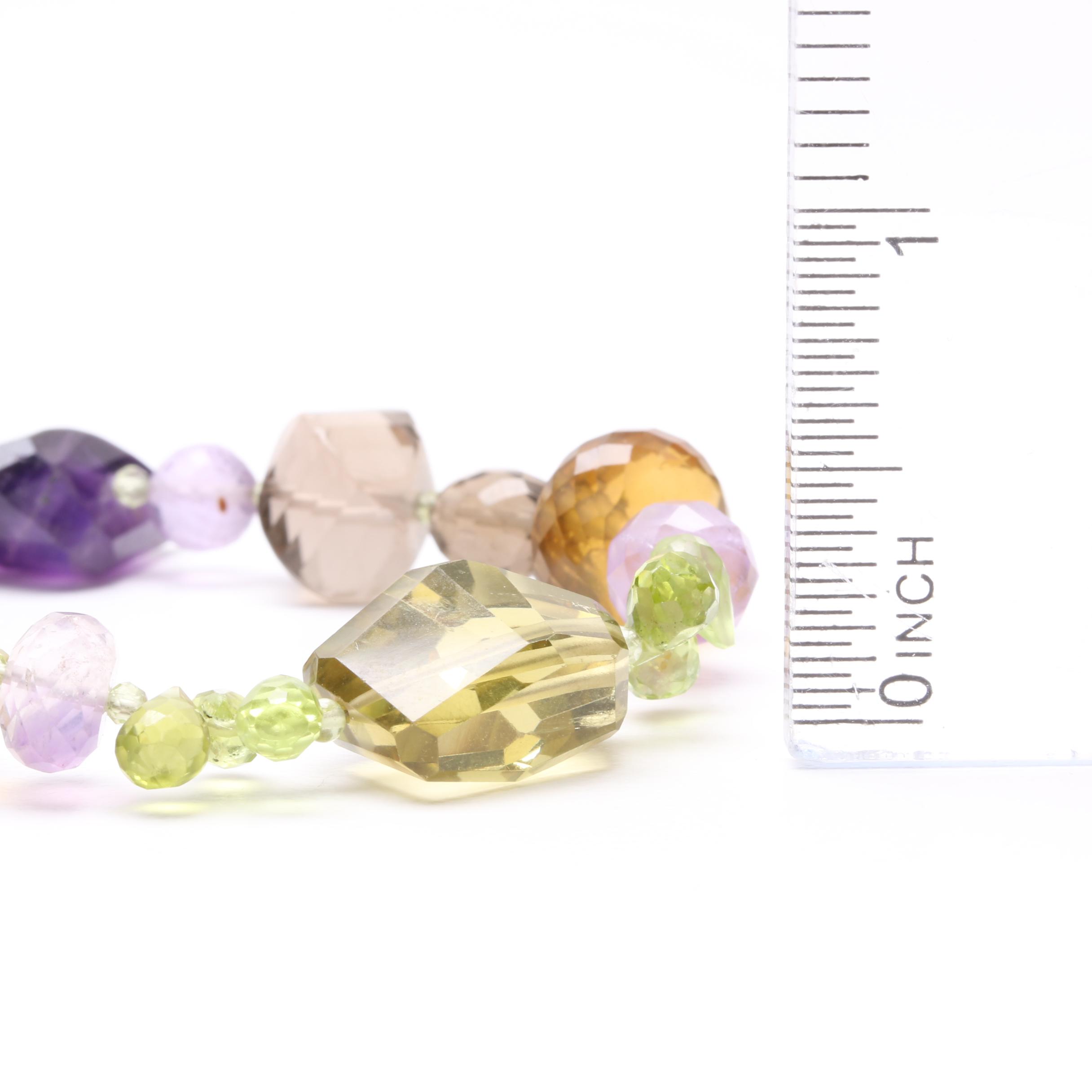 Gold Wash on Sterling Silver Gemstone Bracelet Including Amethyst