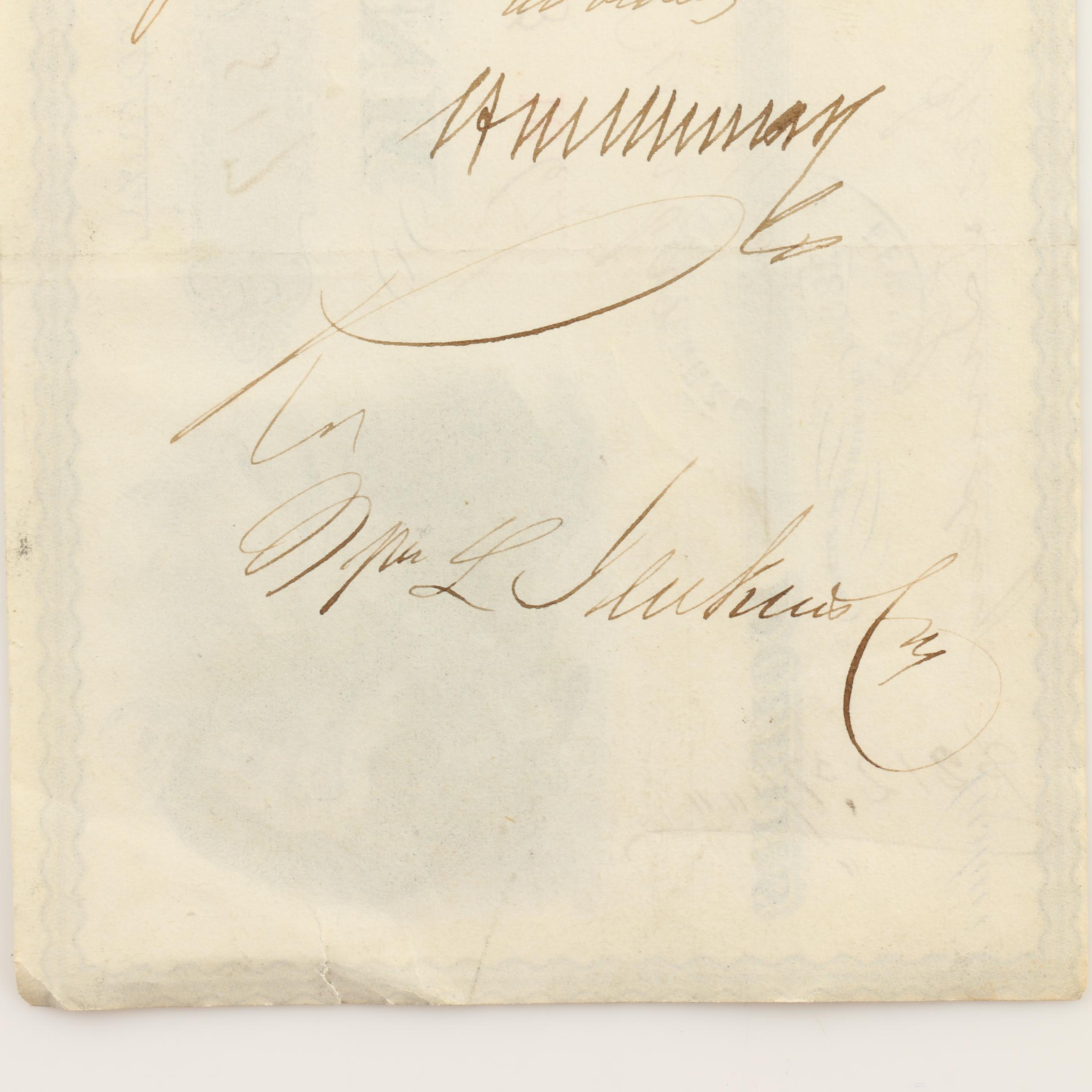 Four Antique Obsolete Currency Notes from the 1850s and 1860s and a Check