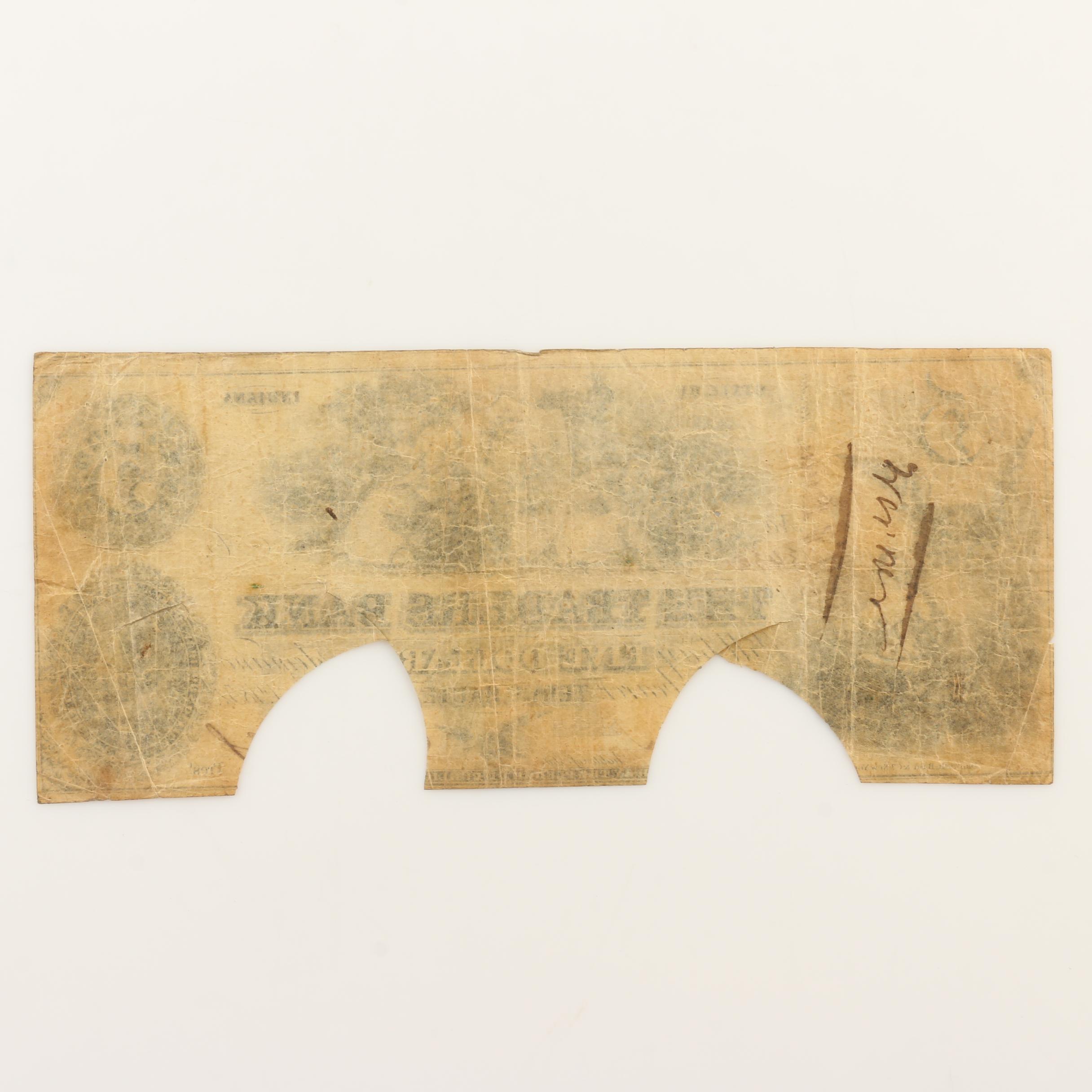 Four Antique Obsolete Currency Notes from the 1850s and 1860s and a Check