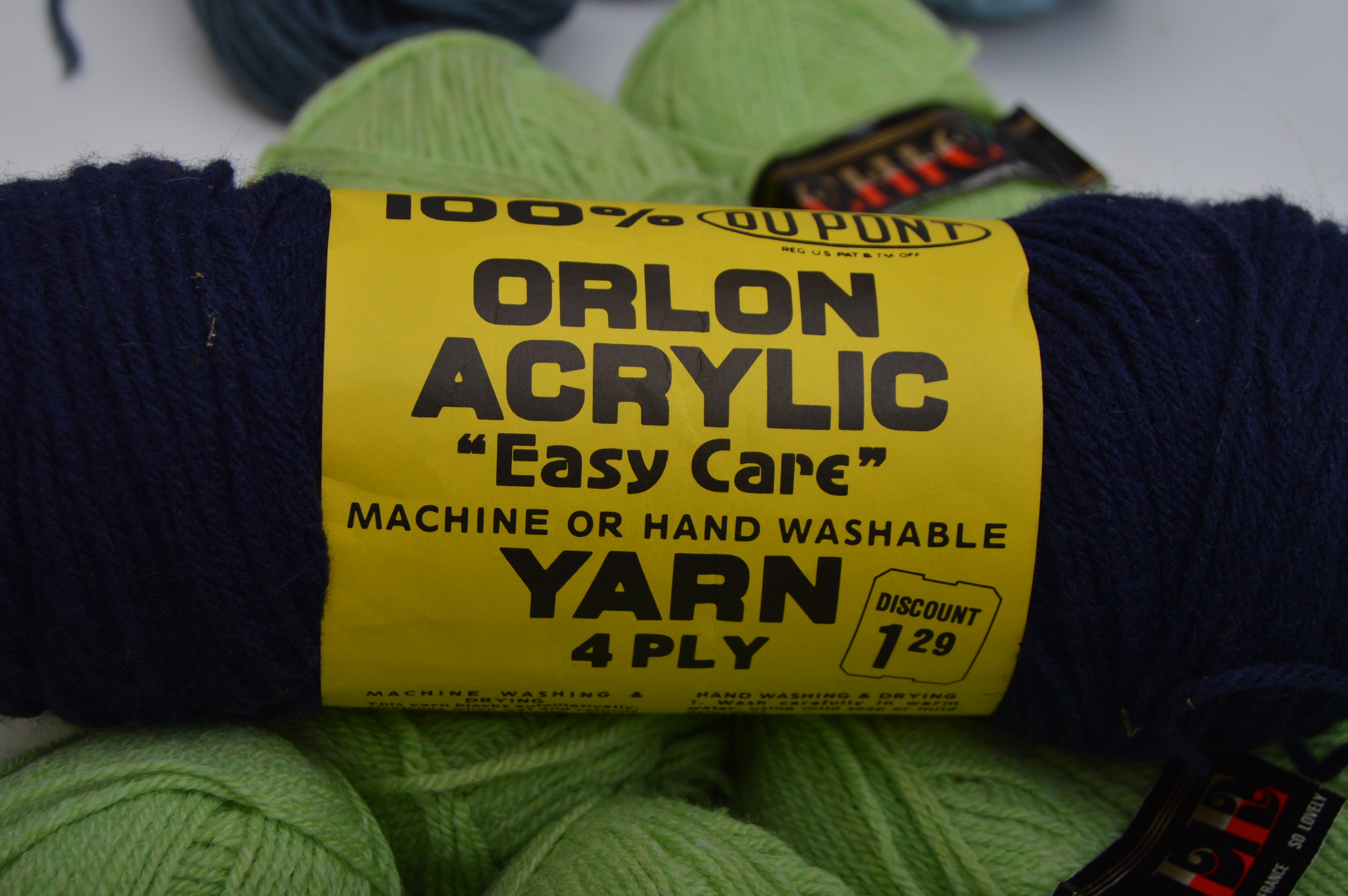 Acrylic and Wool Knitting Yarn in Greens and Blues