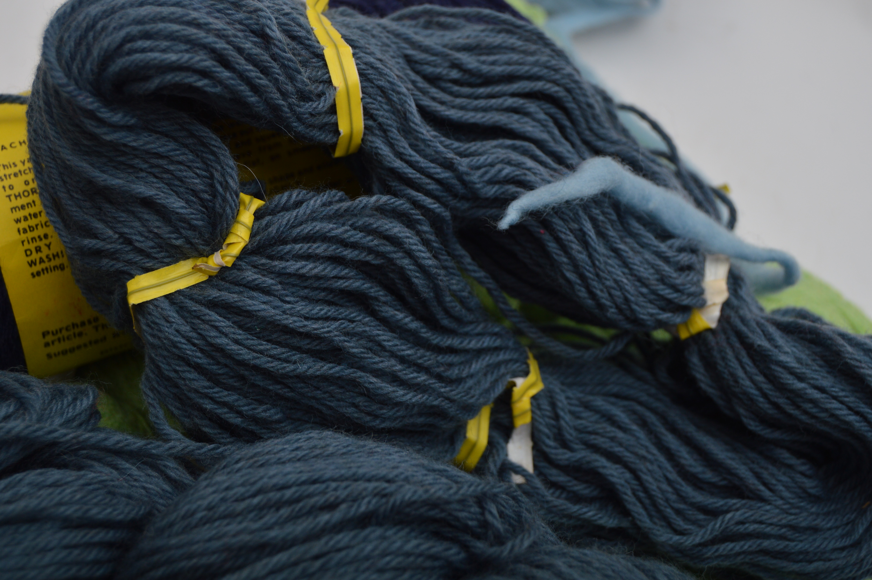 Acrylic and Wool Knitting Yarn in Greens and Blues