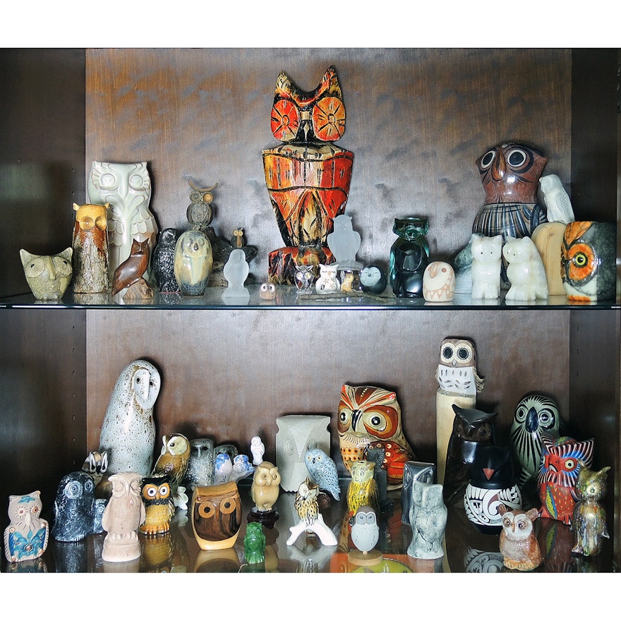 Owl Figurines and Hand Made Collectibles with Murano, Goebel and Signed Pieces