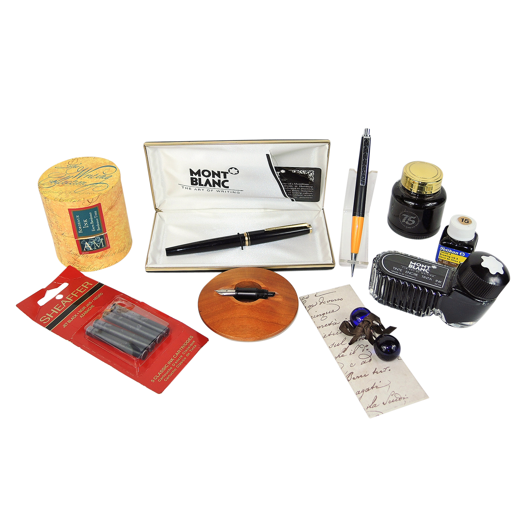 Mont Blanc Fountain Pen, Ink and Vintage Pencil Collection