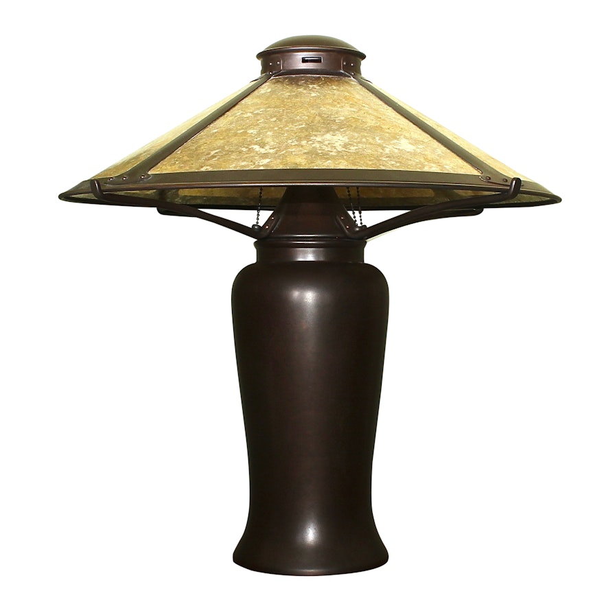 Mission Style Table Lamp with Lantern Shade by Mica Lamp Co.