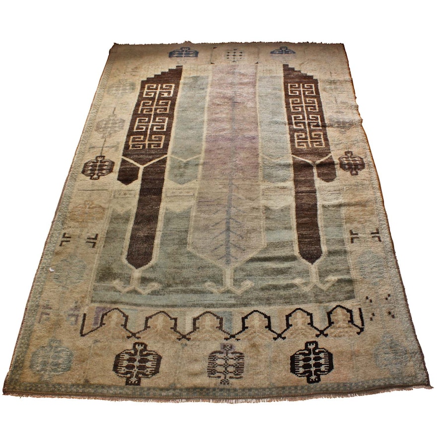 Hand-Knotted Turkish Konya Wool Accent Rug