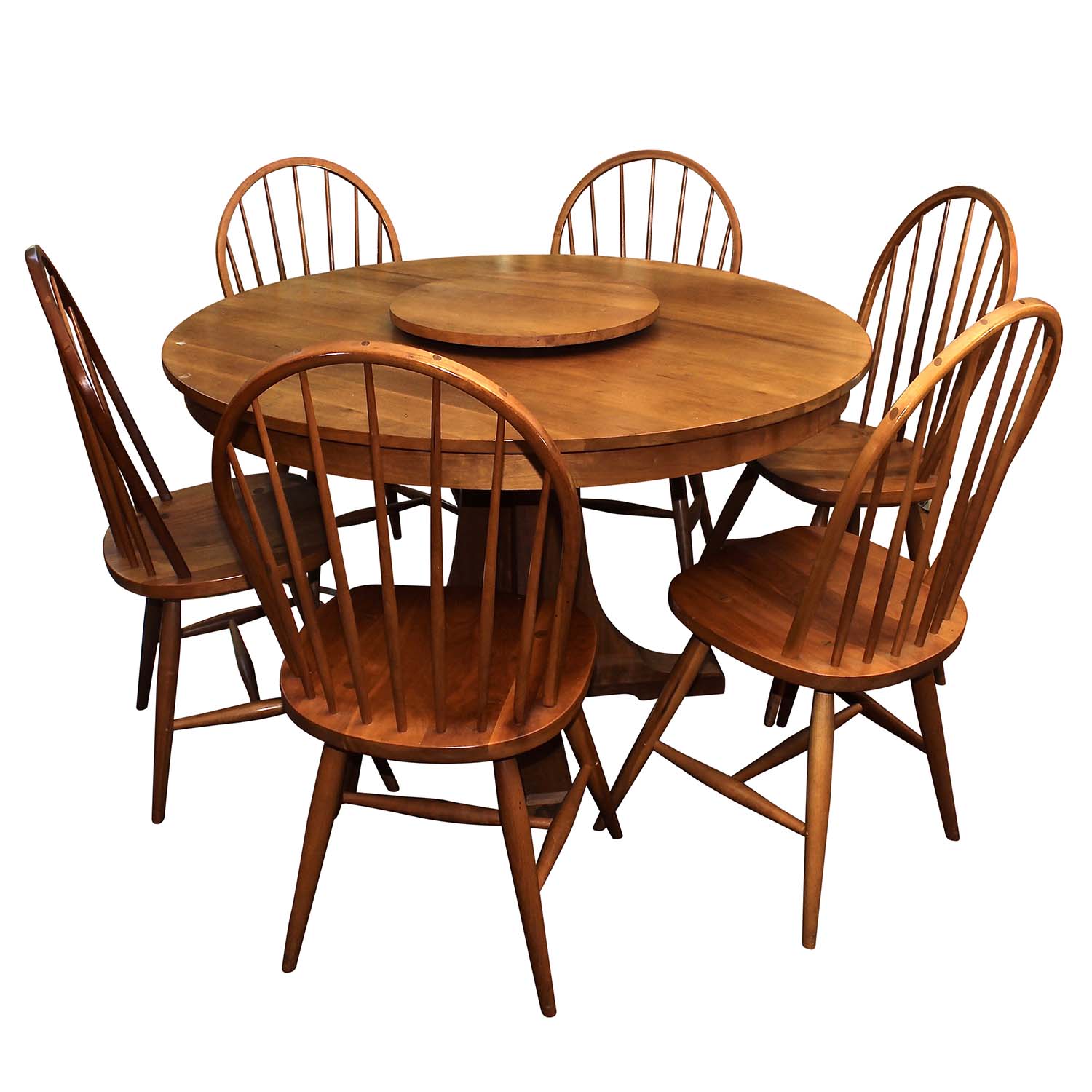Stickley Round Dining Table with Six Windsor Chairs