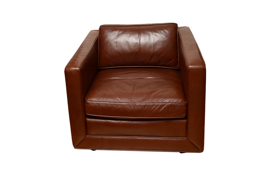 Brown Faux Leather Club Chair