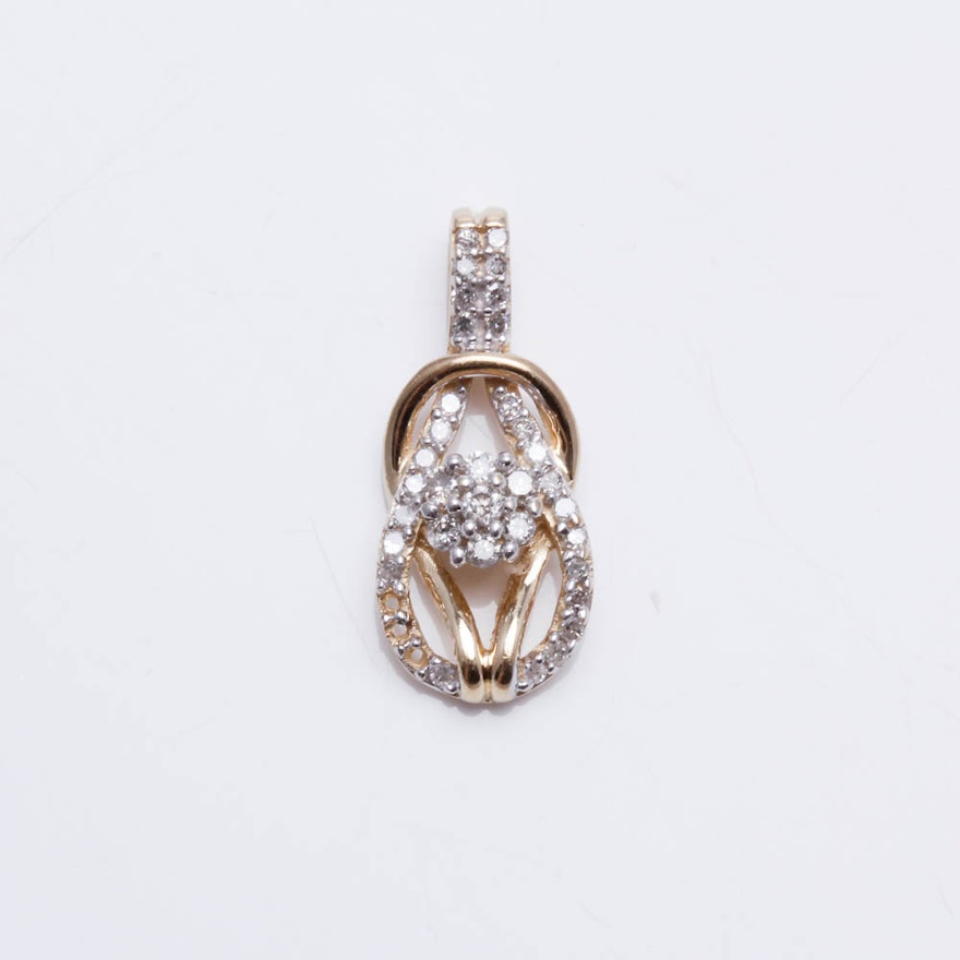 10K Yellow Gold Diamond Pendant