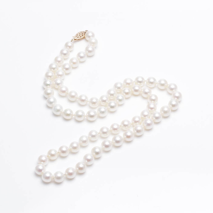 Freshwater Pearl Necklace with 14K Yellow Gold Clasp