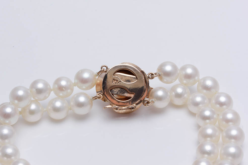 Freshwater Pearl Bracelet with 14K Yellow Gold Clasp
