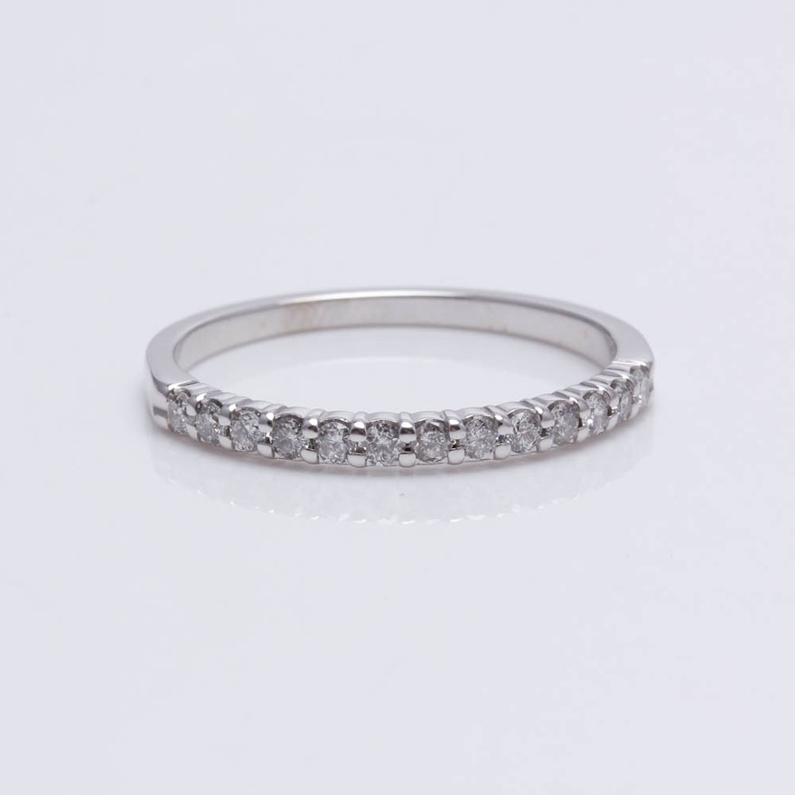 14K White Gold Diamond Band