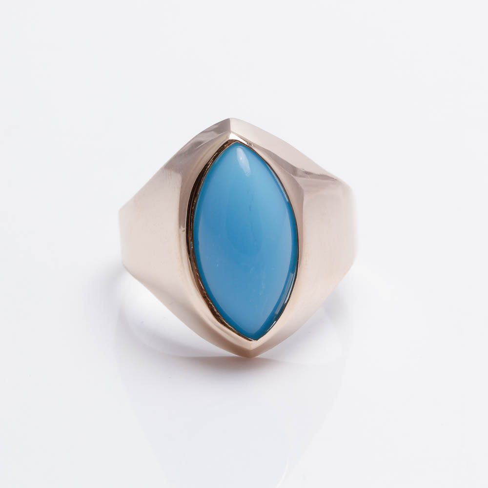 18K Yellow Gold Synthetic Turquoise Ring