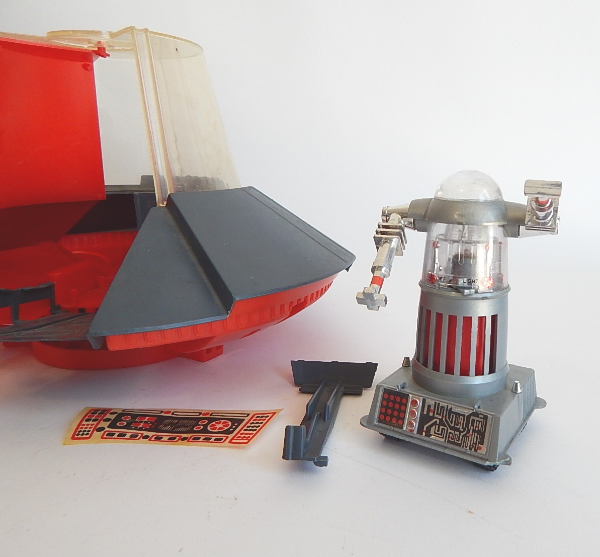 Vintage Toys with 1970s Ideal Space Ship and Robot, Plastic Walking Robot