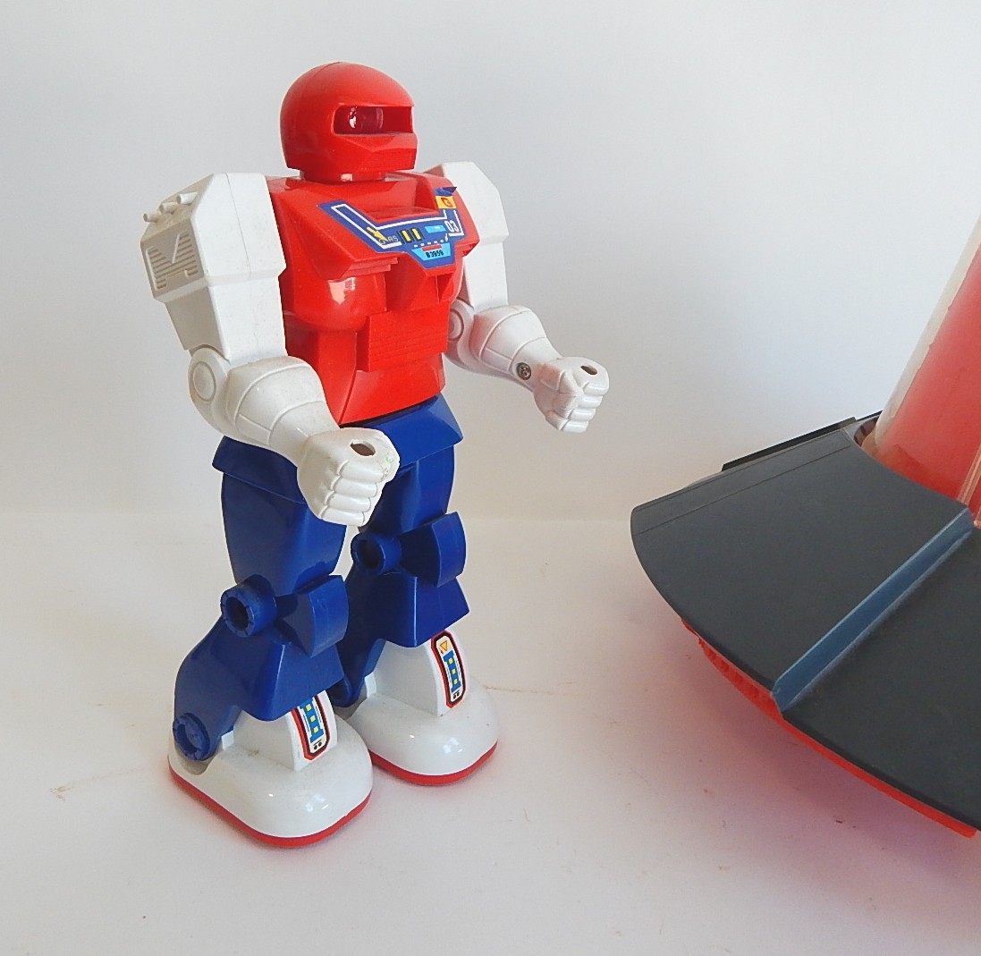 Vintage Toys with 1970s Ideal Space Ship and Robot, Plastic Walking Robot