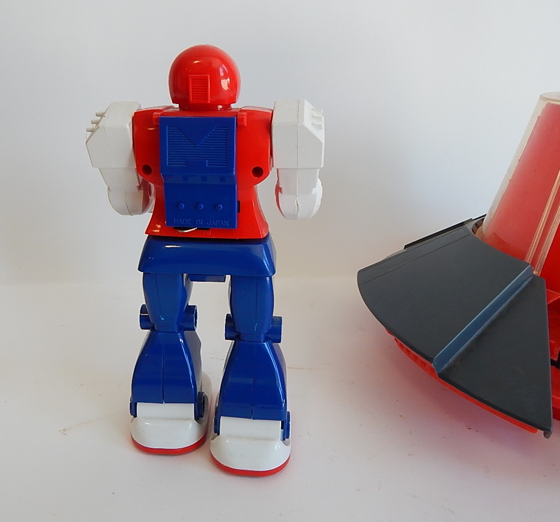 Vintage Toys with 1970s Ideal Space Ship and Robot, Plastic Walking Robot