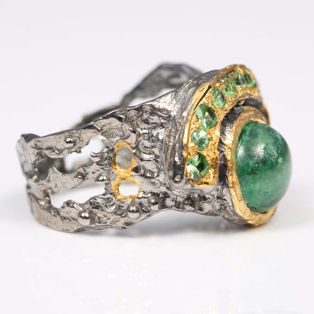 Sterling Silver and 2.32 CTW Emerald Ring