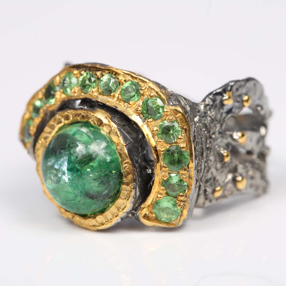 Sterling Silver and 2.32 CTW Emerald Ring