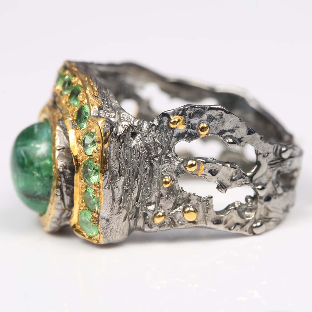 Sterling Silver and 2.32 CTW Emerald Ring