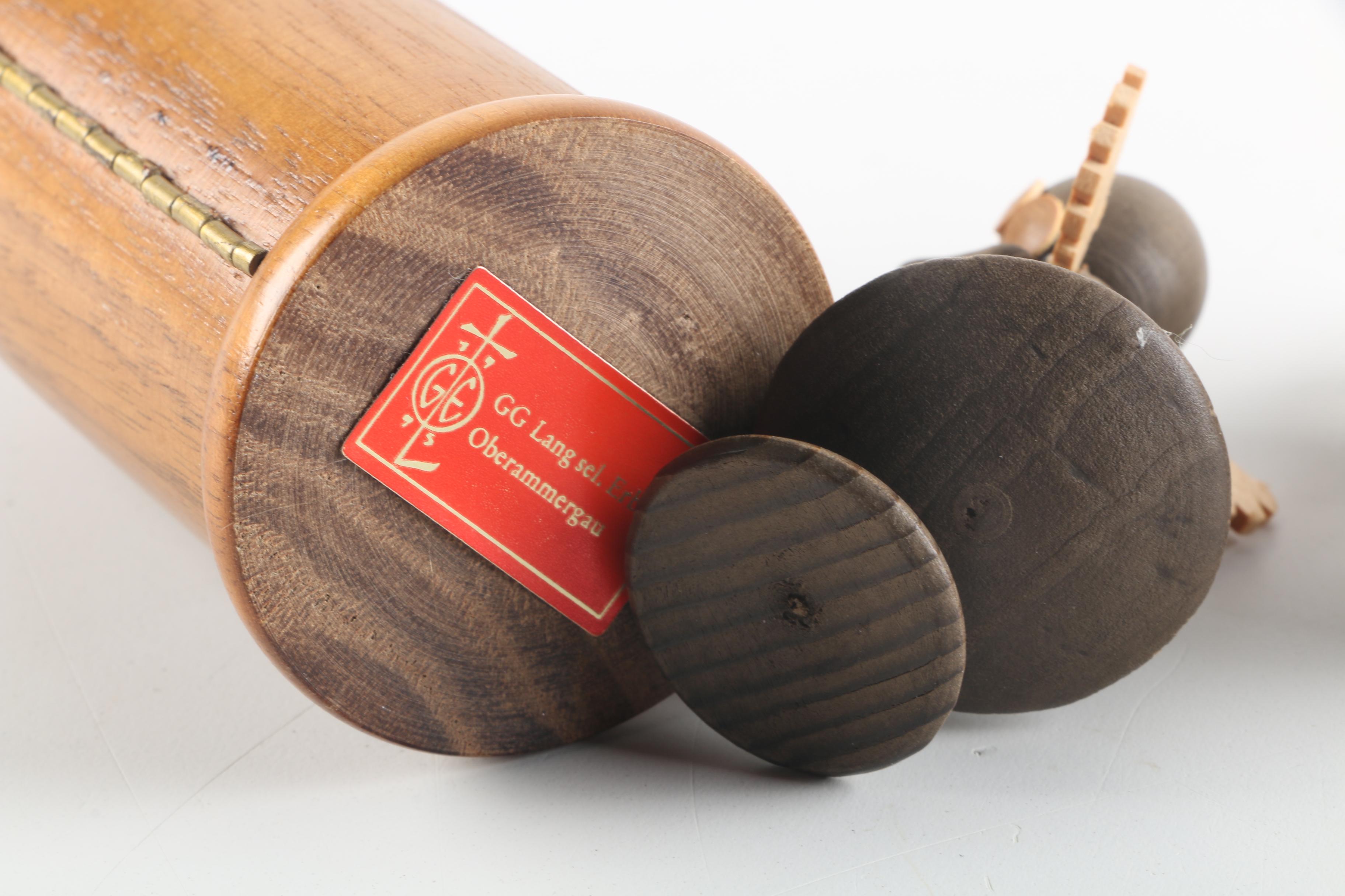 GG Lang sel. Erban German Wooden Nativity Scene with Angel Figurines