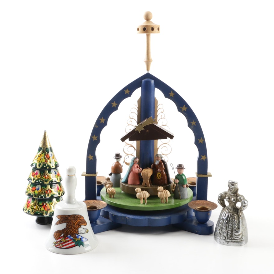 Erzgebirge Handmade Nativity Windmill Carousel
