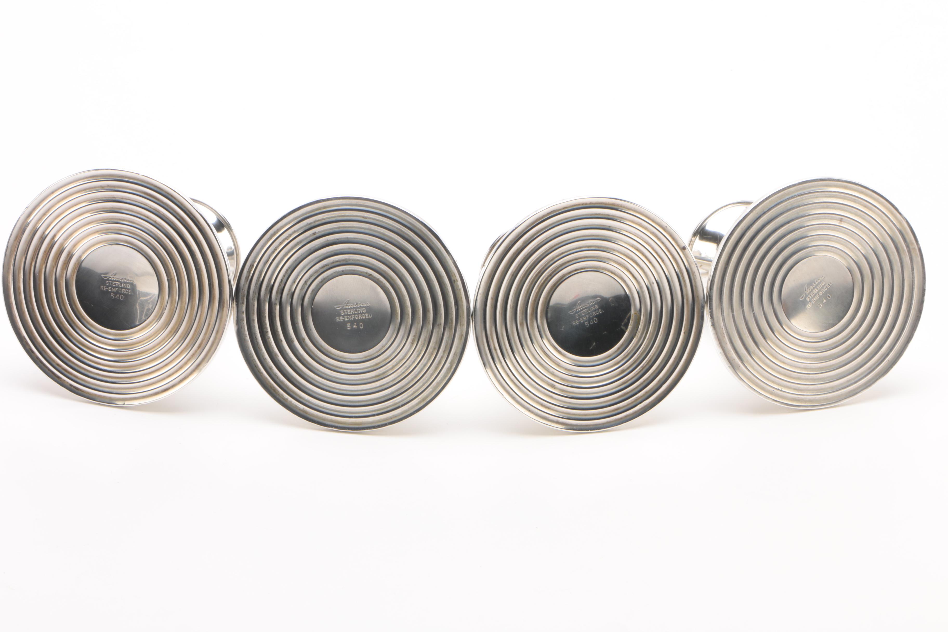 Amston Weighted Sterling Candleholders with Silver Plate Revere Style Bowls