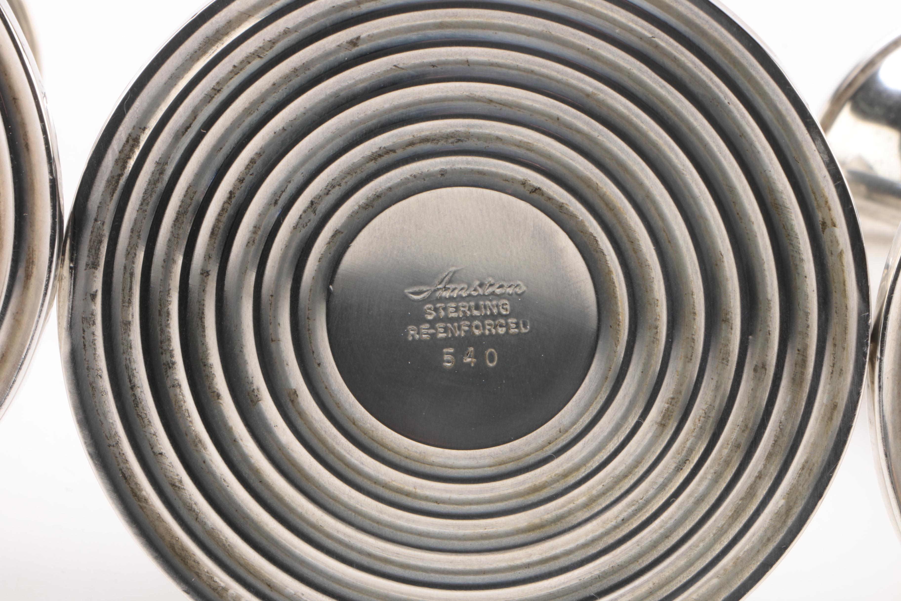 Amston Weighted Sterling Candleholders with Silver Plate Revere Style Bowls