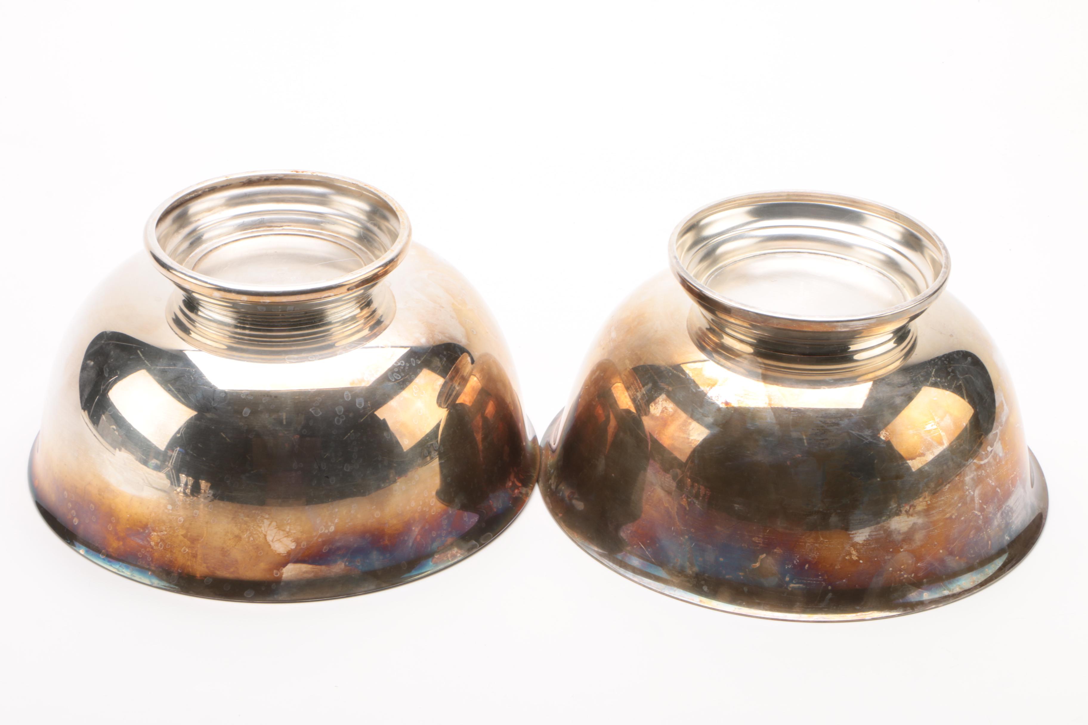 Amston Weighted Sterling Candleholders with Silver Plate Revere Style Bowls