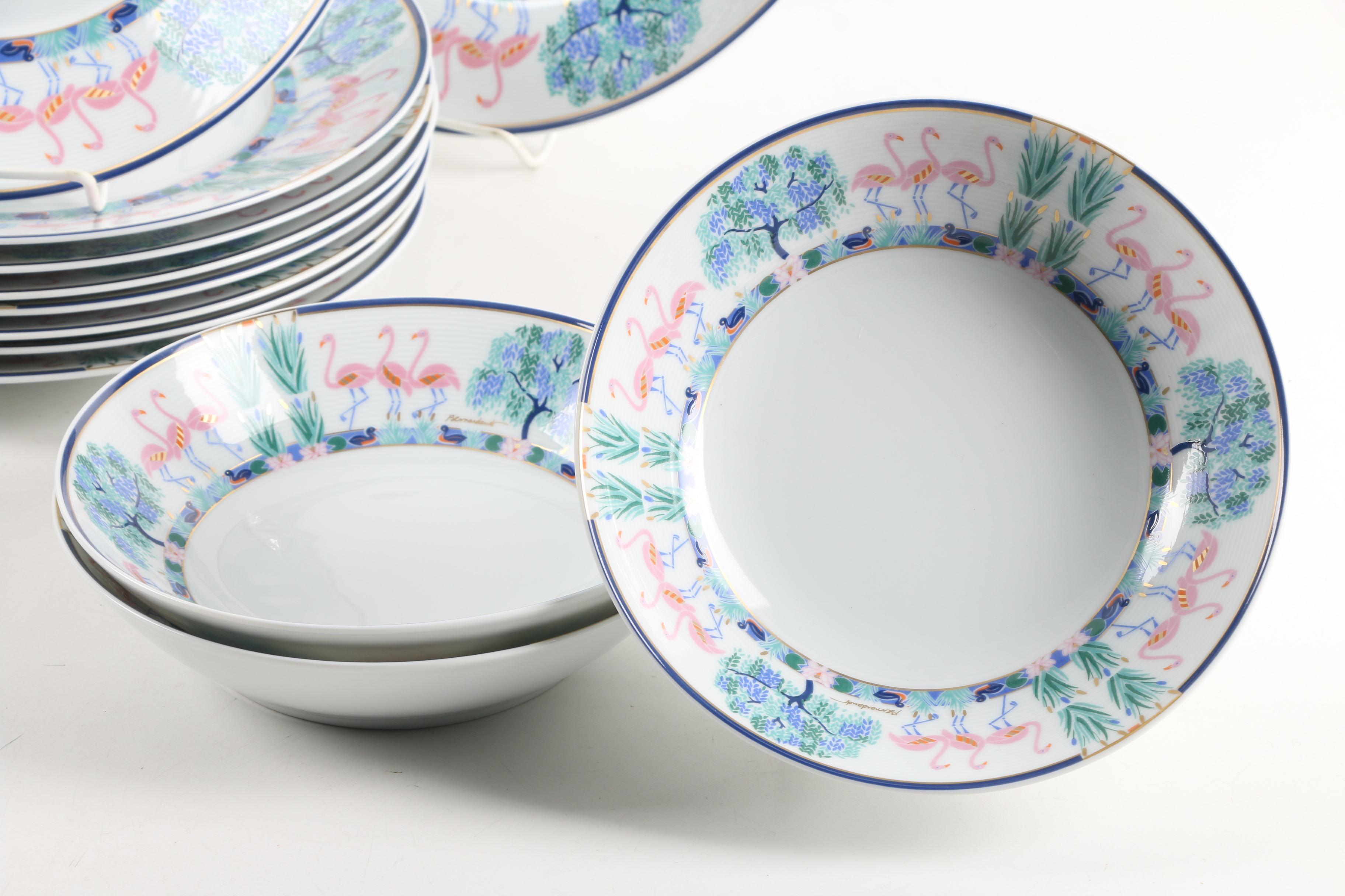 Vintage Ancienne Manufacture Royale "Flamants Roses" Limoges Porcelain Tableware