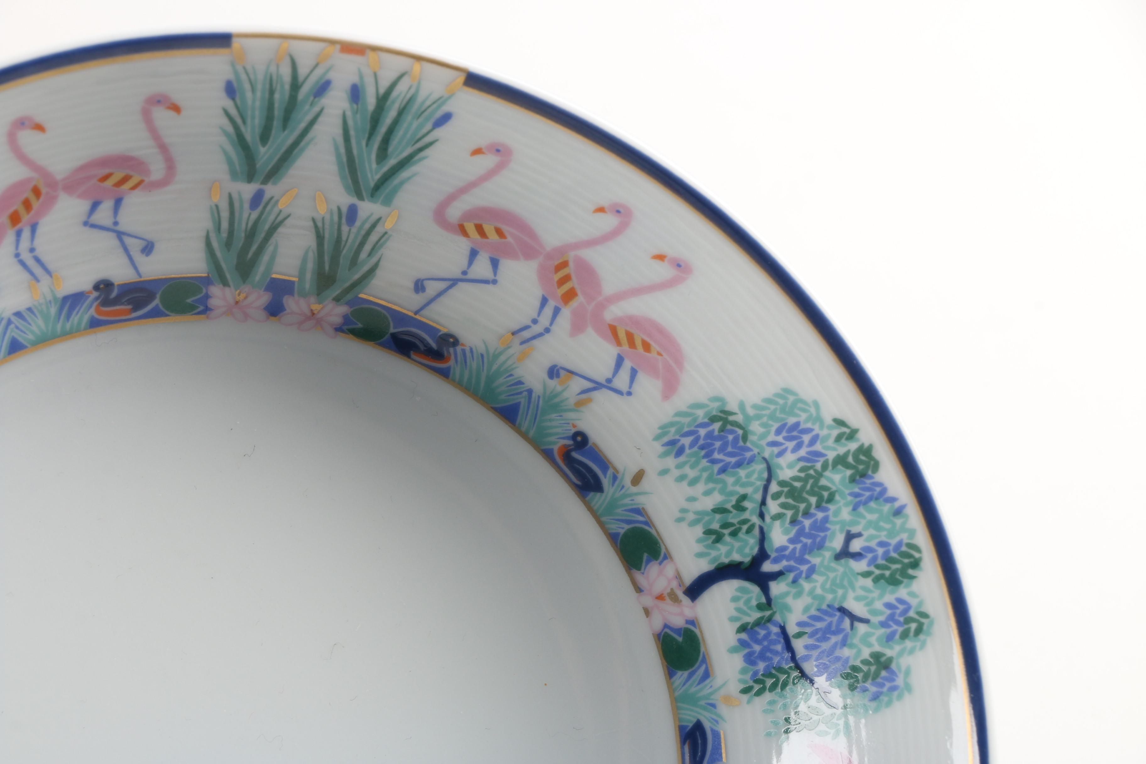 Vintage Ancienne Manufacture Royale "Flamants Roses" Limoges Porcelain Tableware