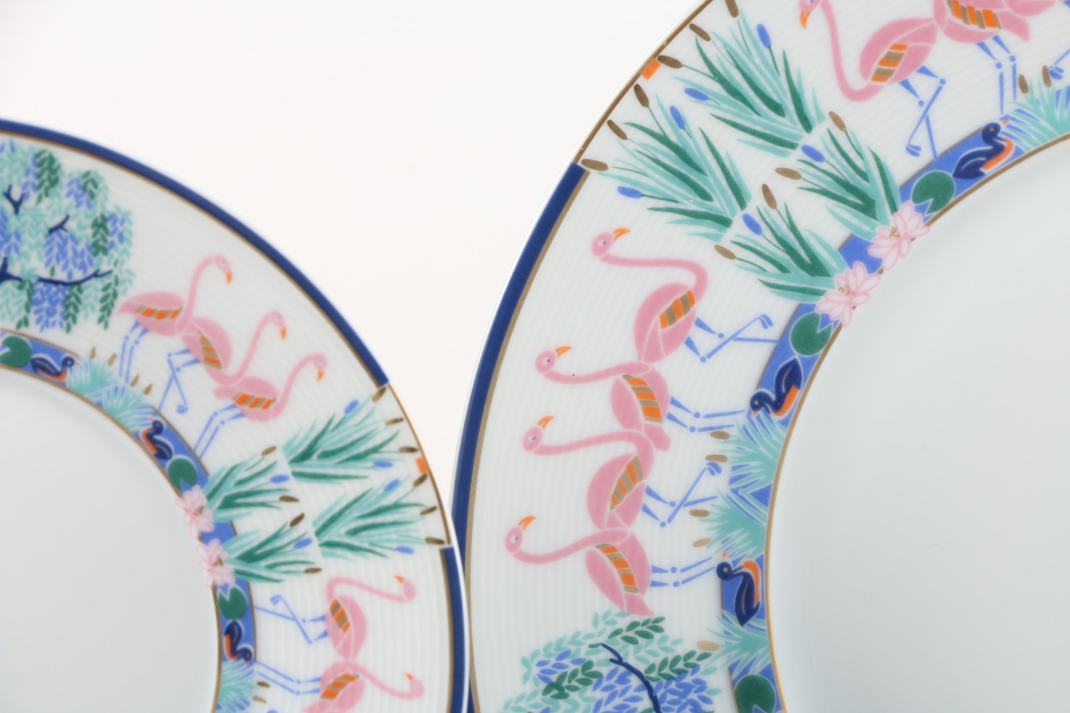 Vintage Ancienne Manufacture Royale "Flamants Roses" Limoges Porcelain Tableware