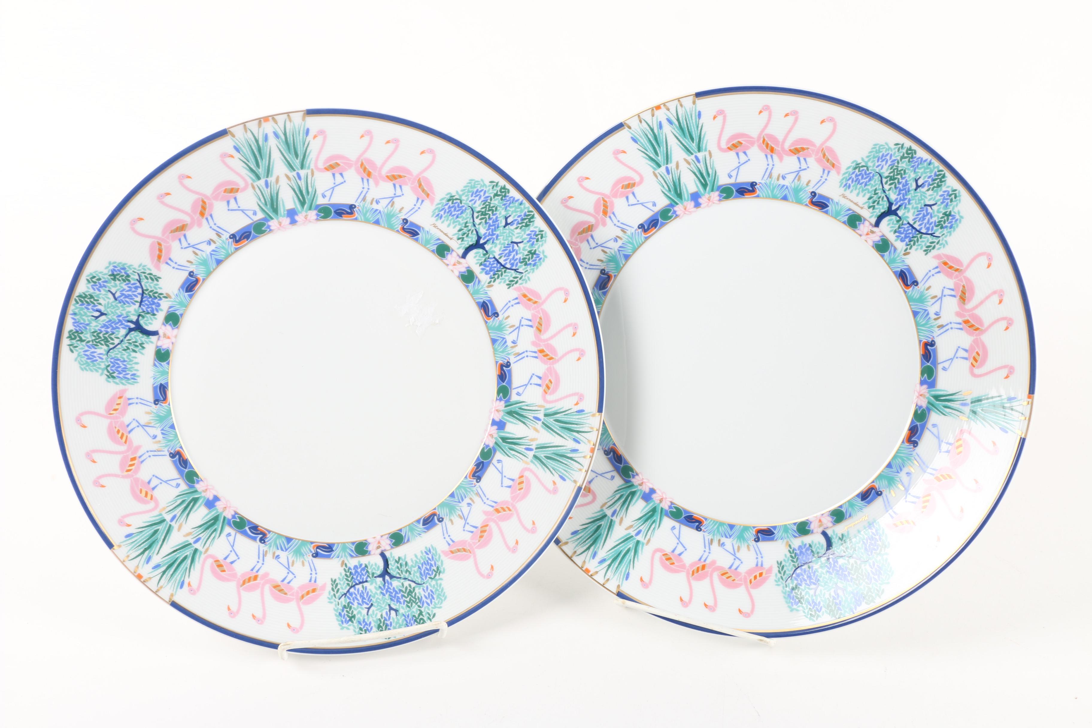 Vintage Ancienne Manufacture Royale "Flamants Roses" Limoges Porcelain Tableware