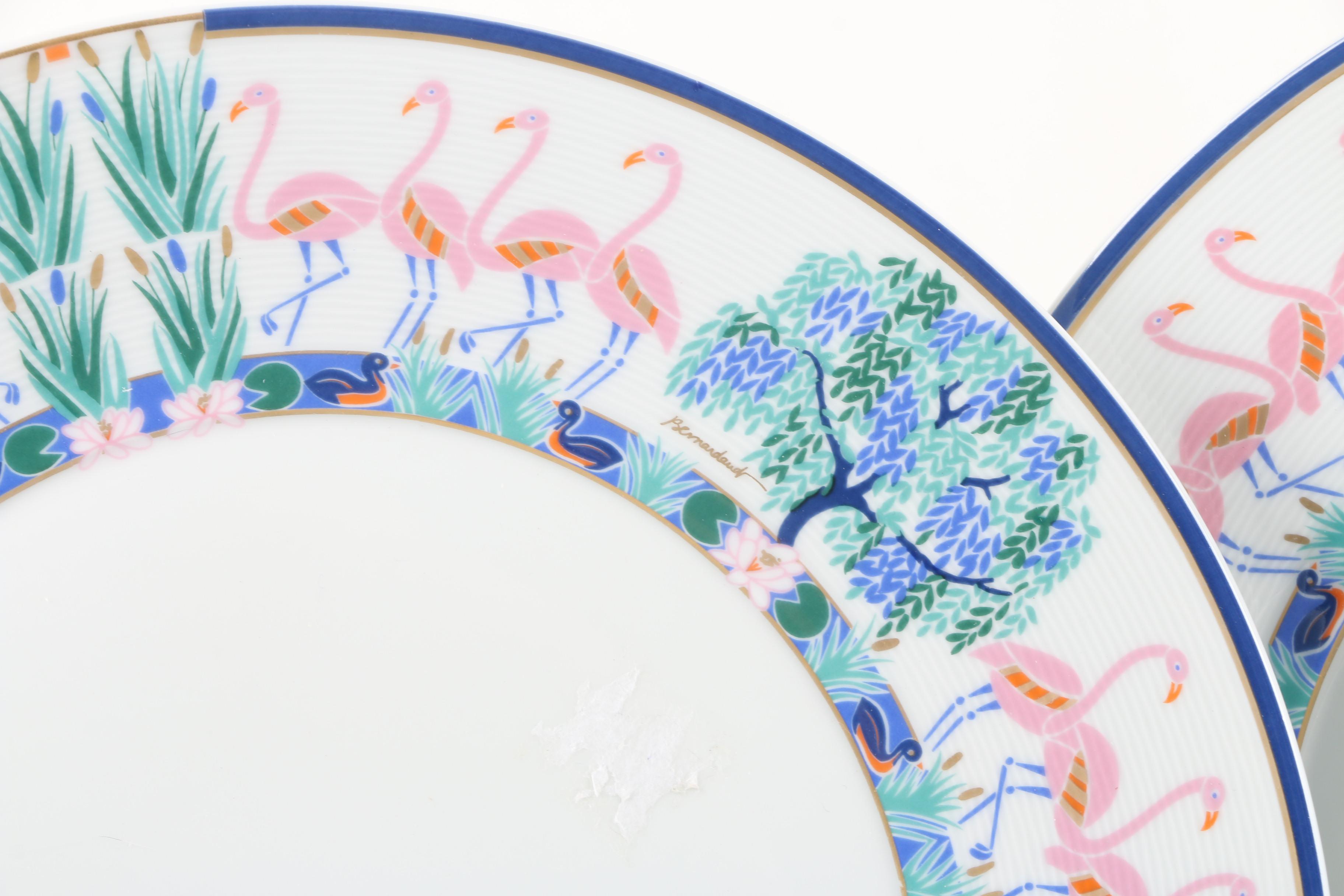 Vintage Ancienne Manufacture Royale "Flamants Roses" Limoges Porcelain Tableware