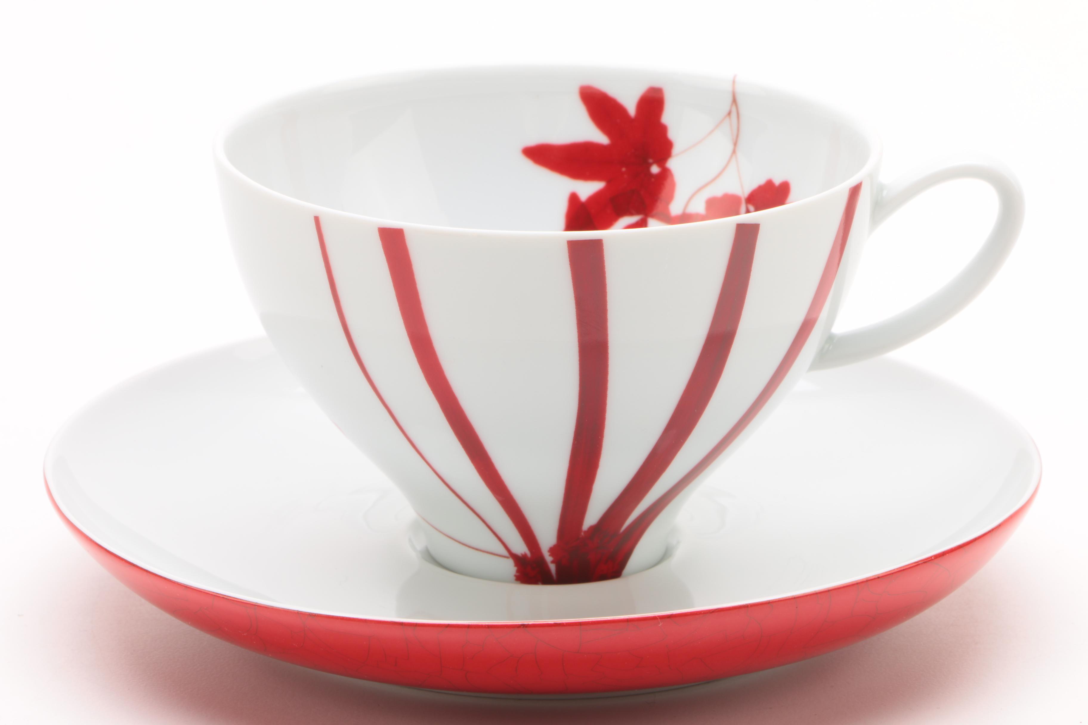 Mikasa "Pure Red" Porcelain Cups and Saucers