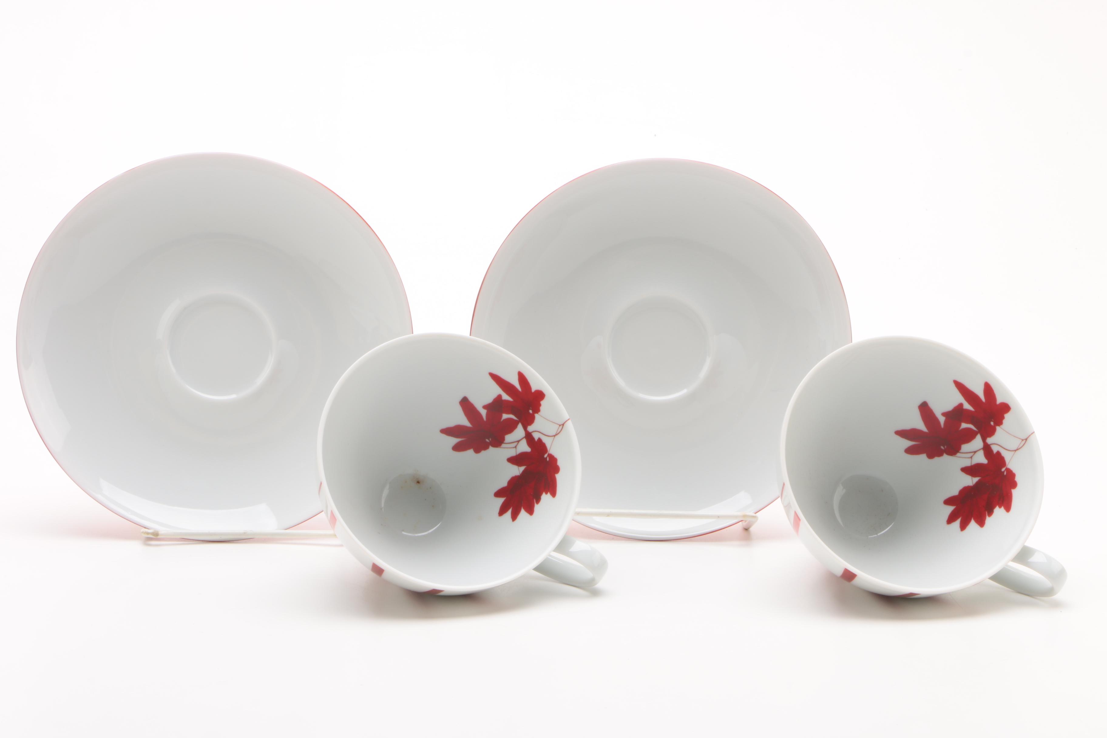Mikasa "Pure Red" Porcelain Cups and Saucers