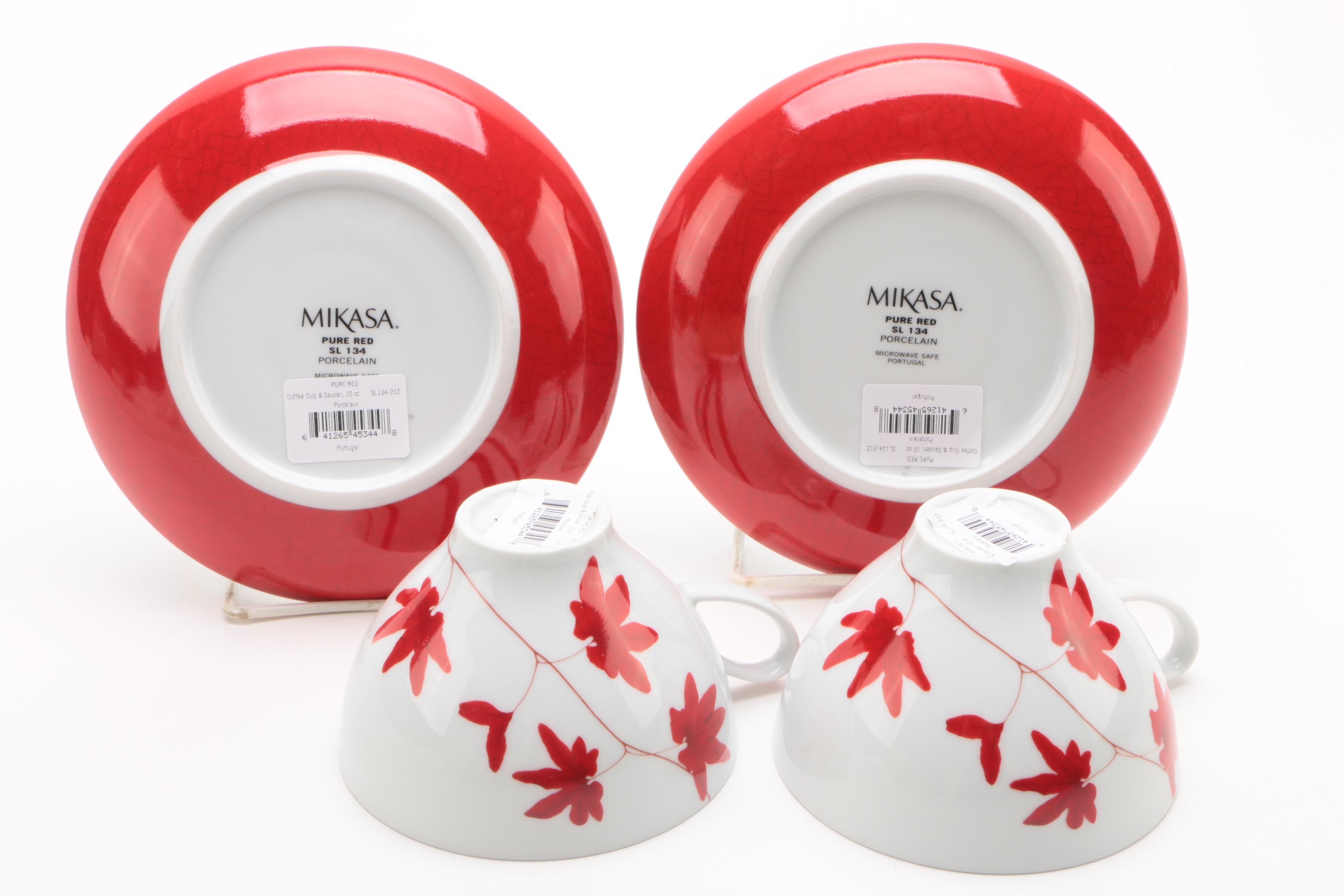 Mikasa "Pure Red" Porcelain Cups and Saucers