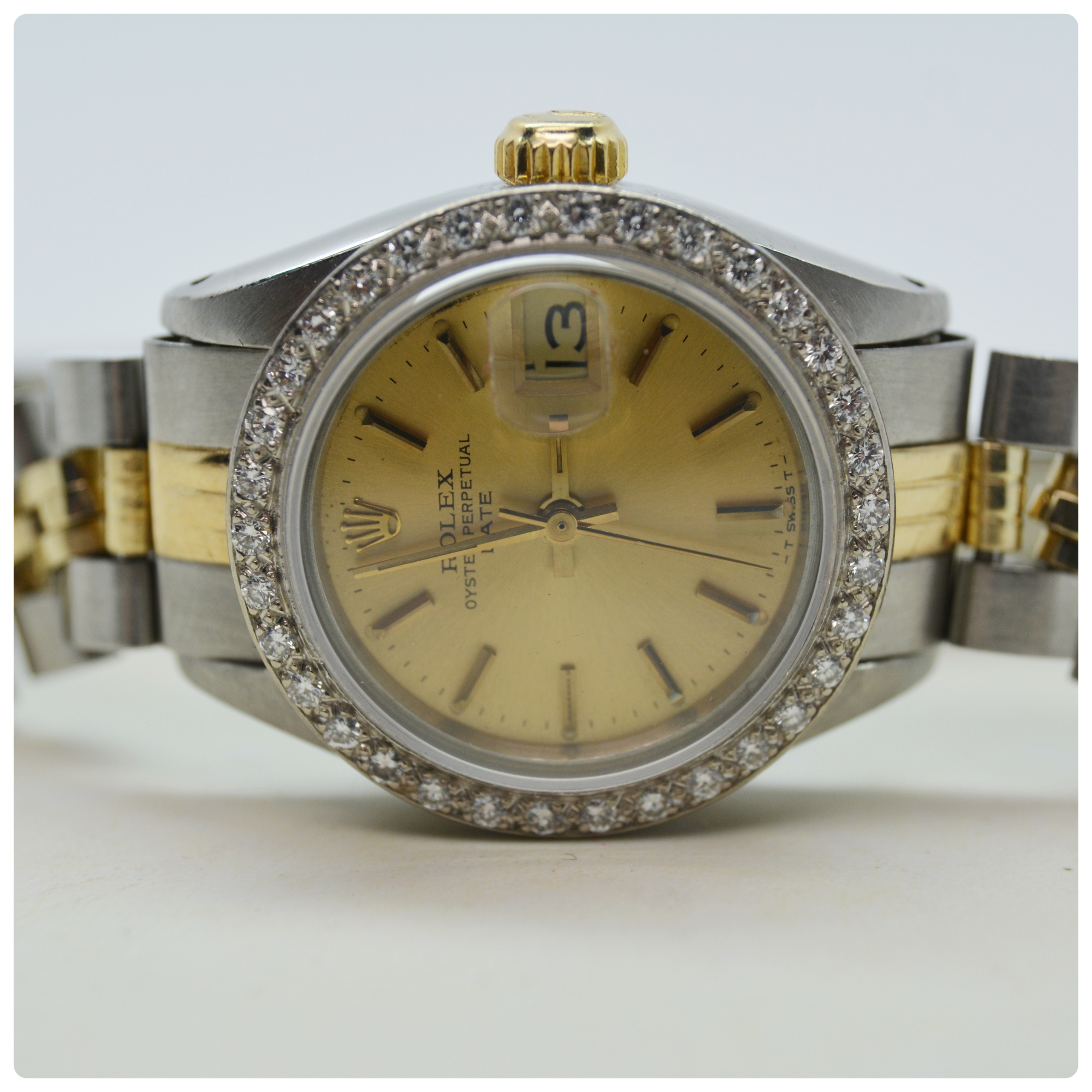 Rolex Oyster Perpetual Date Diamond Bezel Watch