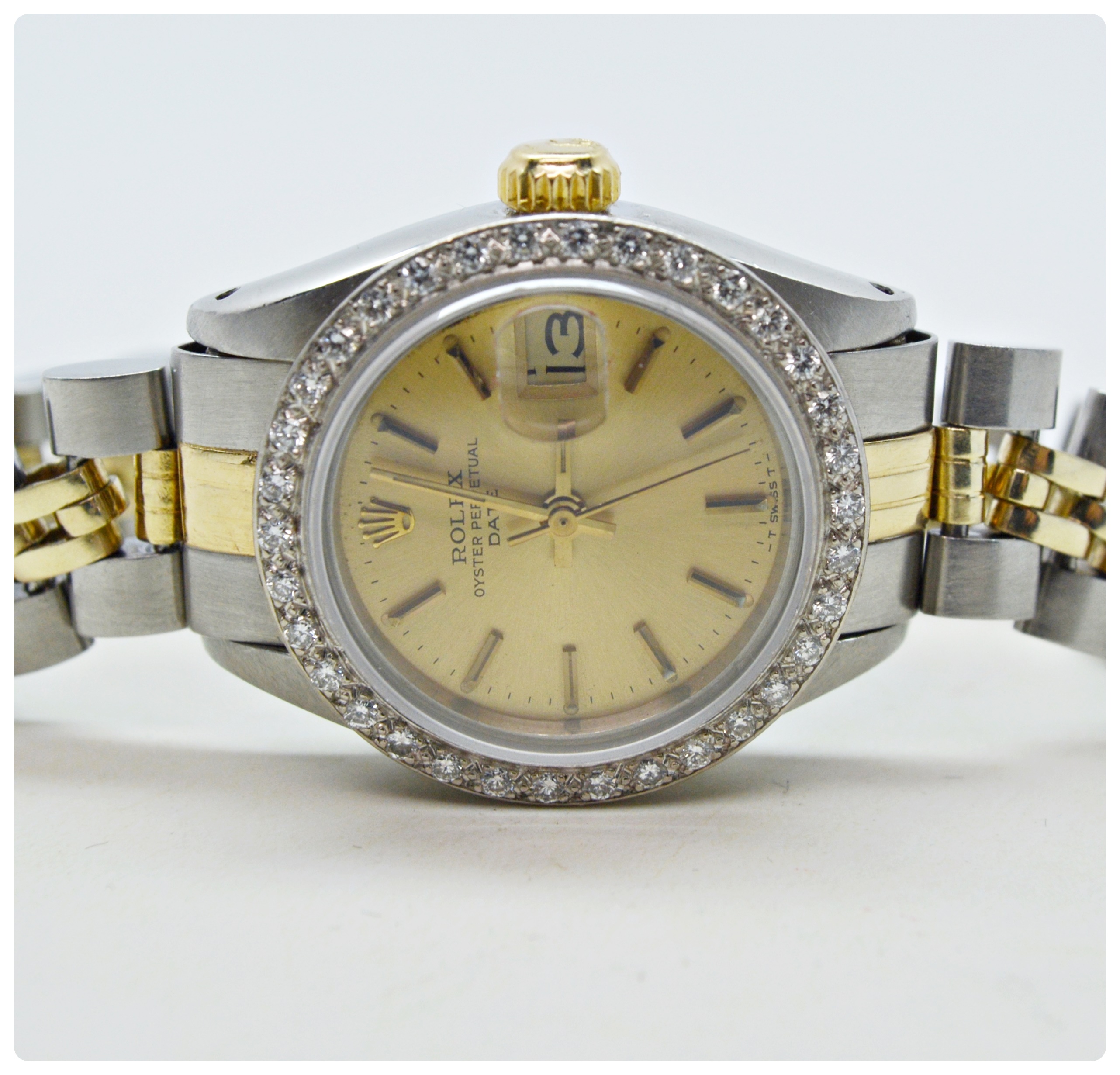 Rolex Oyster Perpetual Date Diamond Bezel Watch
